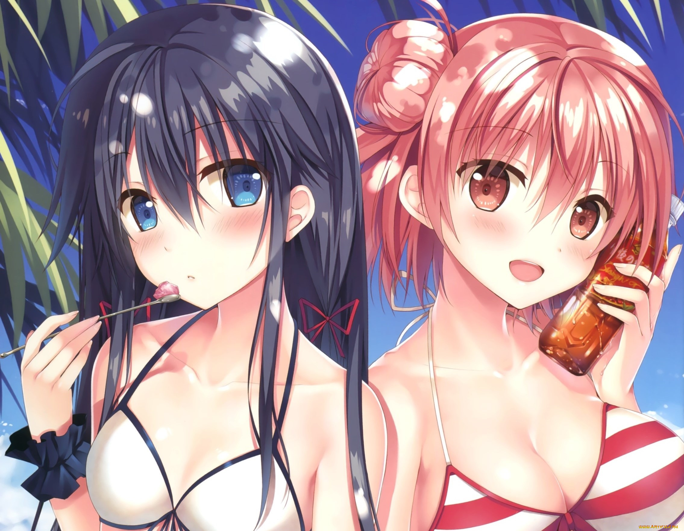 аниме, oregairu, девушки, взгляд, фон