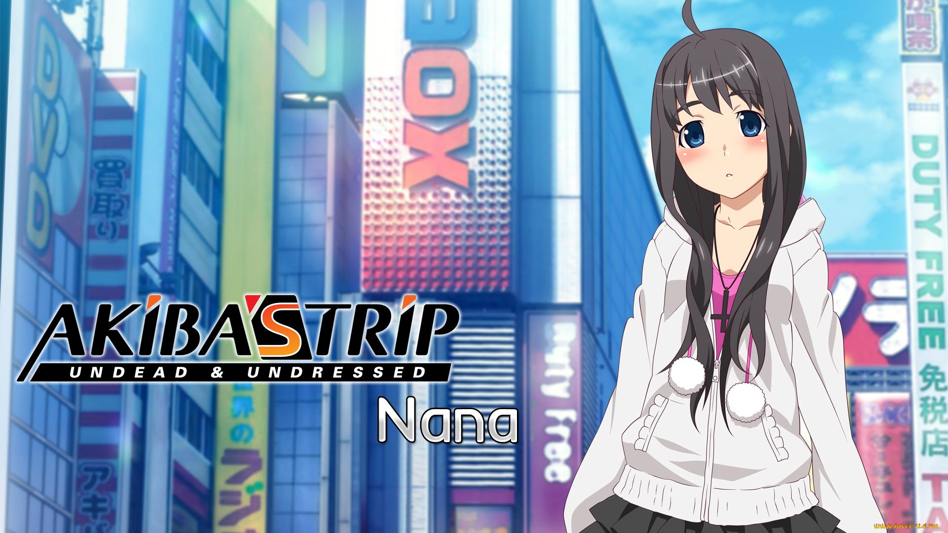 akiba`s, trip, аниме, , undead, &, undressed, девушка, взгляд, фон