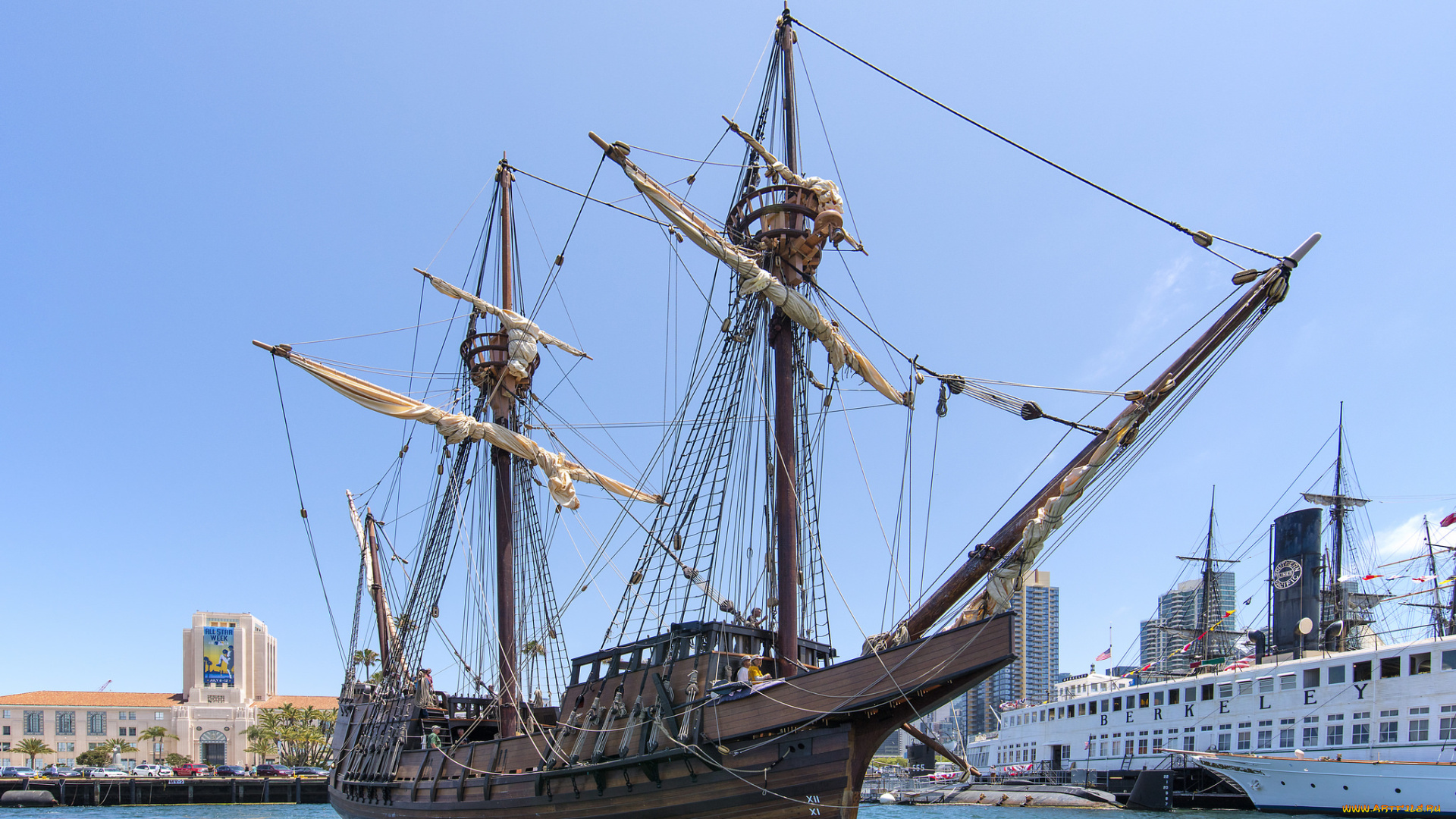 корабли, парусники, паруса, мачты