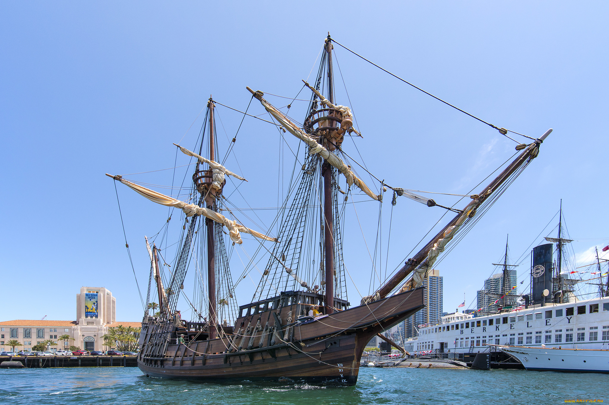 корабли, парусники, паруса, мачты