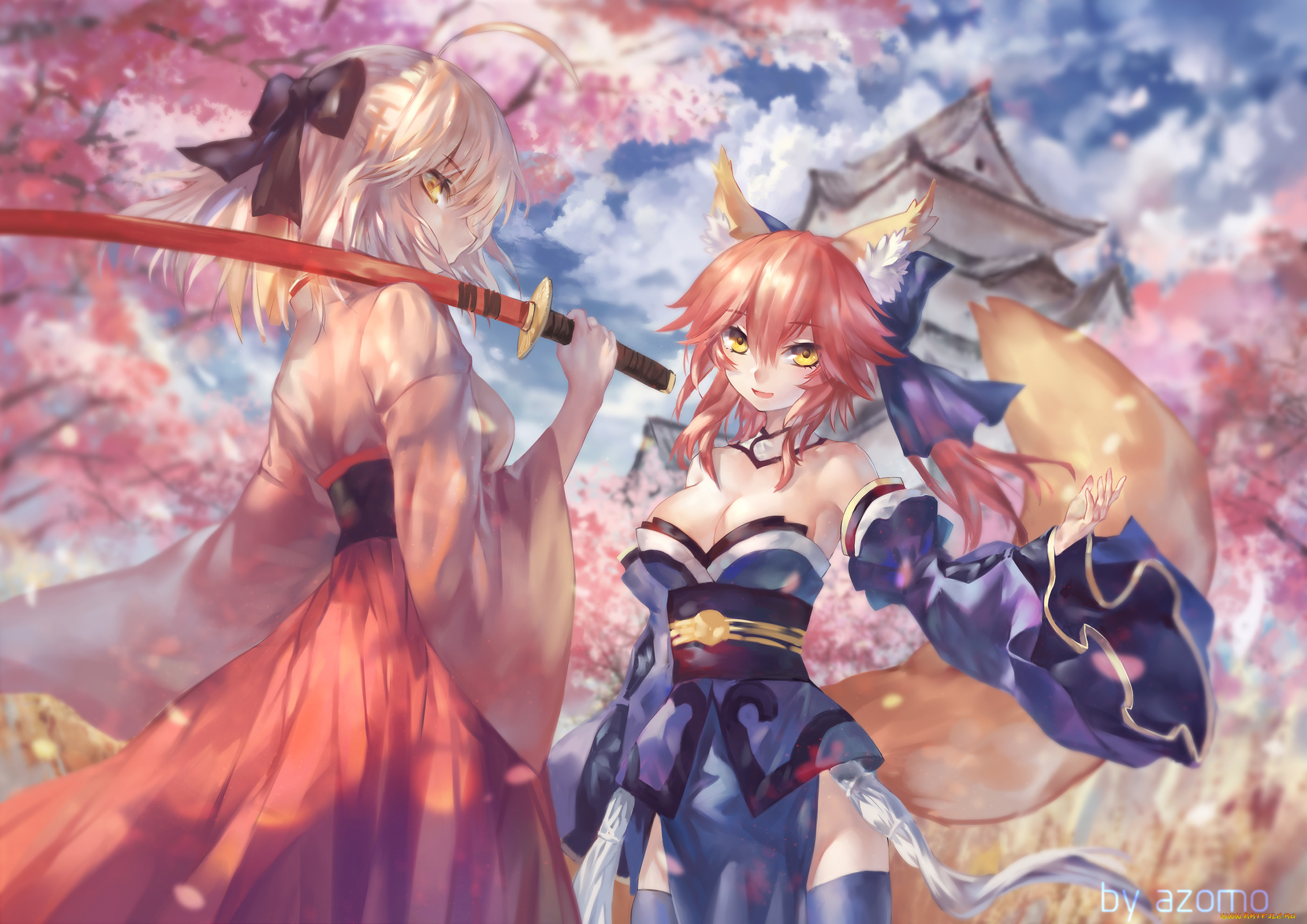 аниме, fate, stay, night, grand, order, sakura, saber, tamamo, no, mae