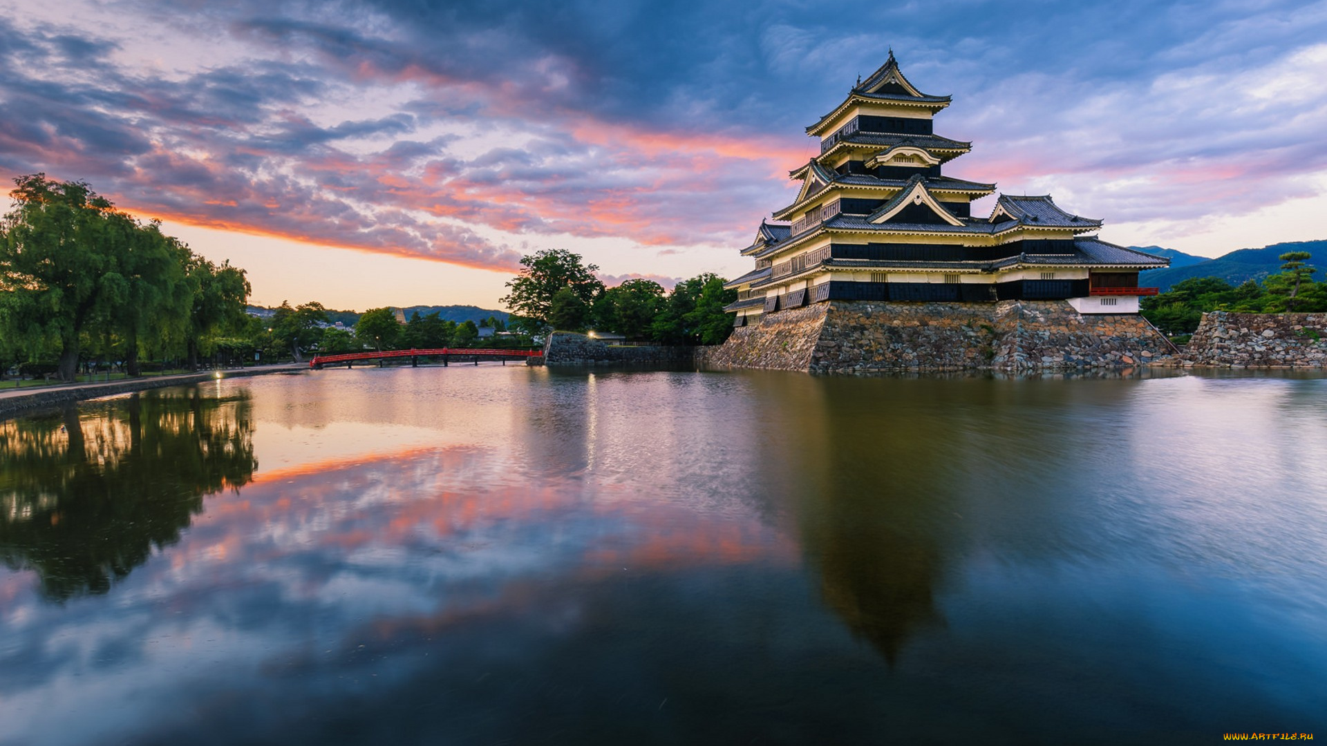 matsumoto, castle, города, замки, Японии, панорама