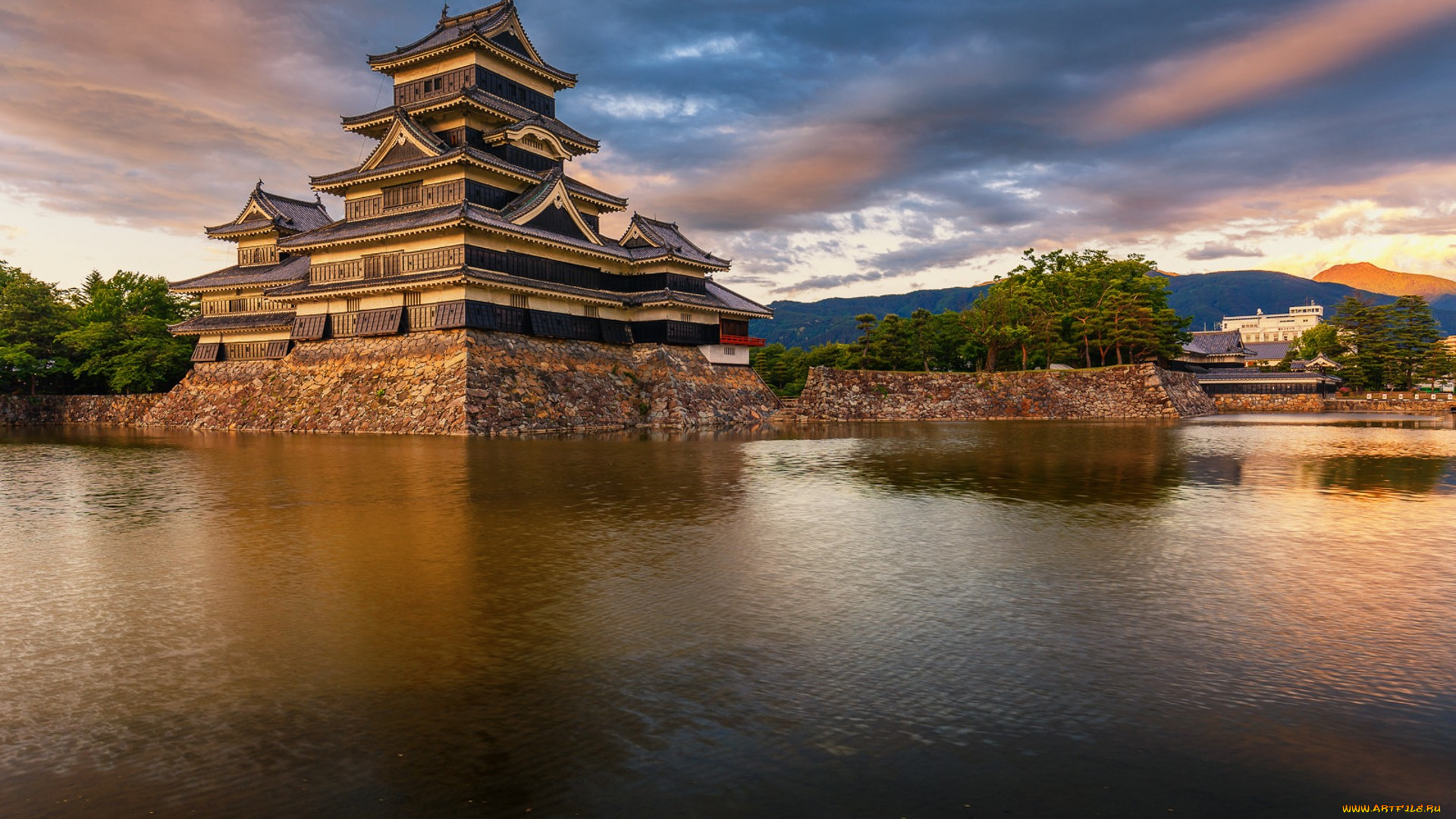 matsumoto, castle, города, замки, Японии, панорама