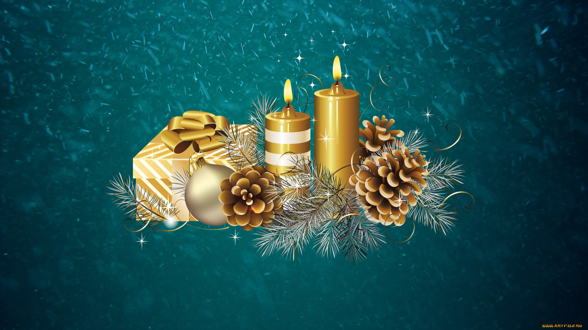 праздничные, векторная, графика, , новый, год, подарок, шишки, снег, новый, год, зима, минимализм, свечи, праздник, ветка, настроение, фон