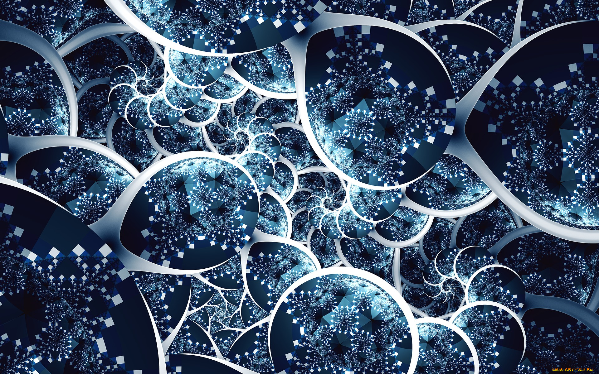 3д, графика, фракталы, , fractal, синий, фон, узоры, абстракция