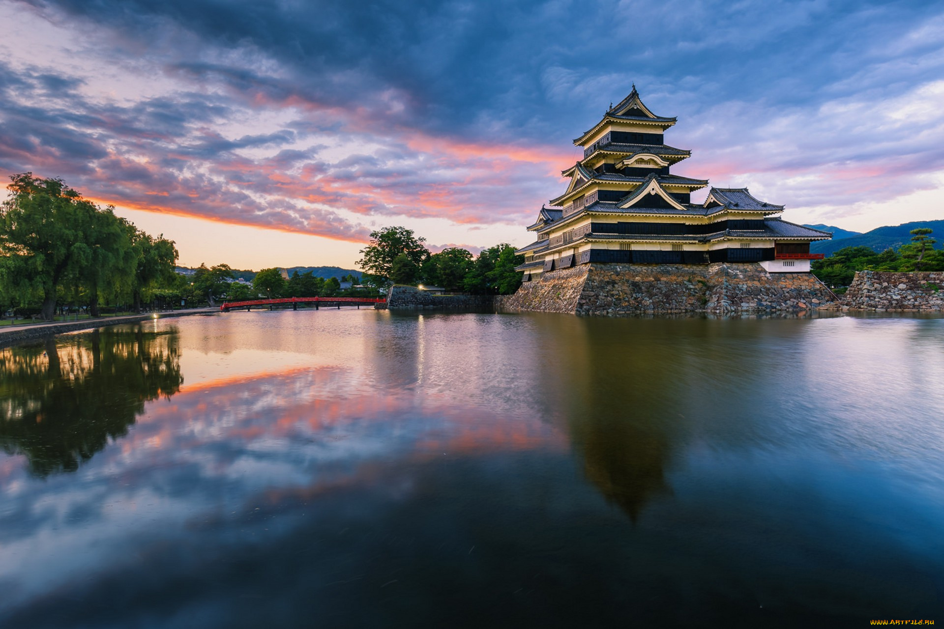 matsumoto, castle, города, замки, Японии, панорама