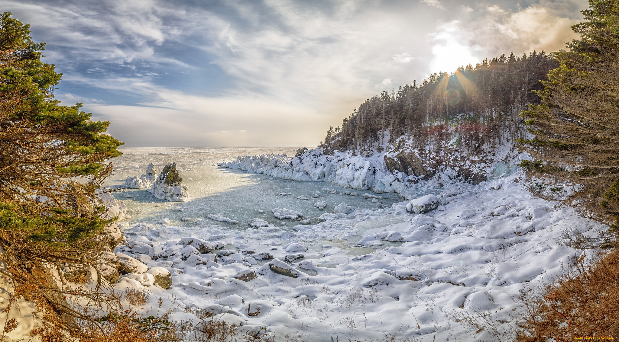 природа, побережье, простор