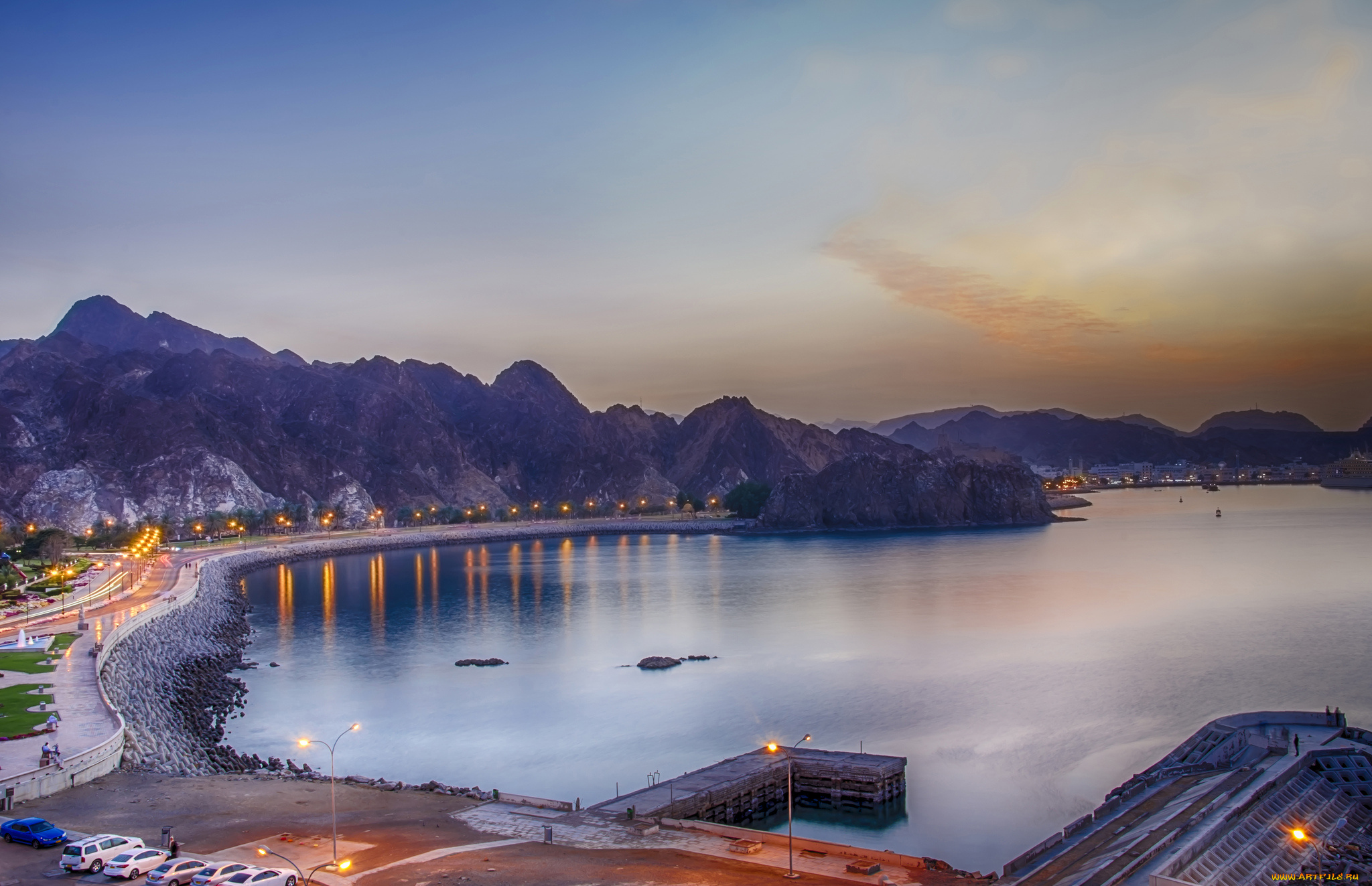 muttrah, corniche, oman, города, -, панорамы, панорама