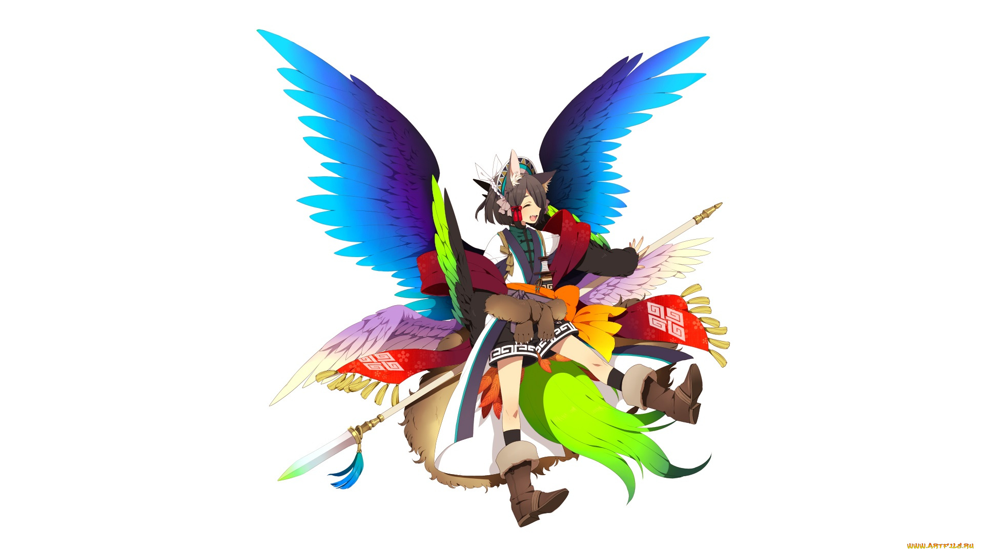 аниме, ангелы, , демоны, фон, взгляд, девушка