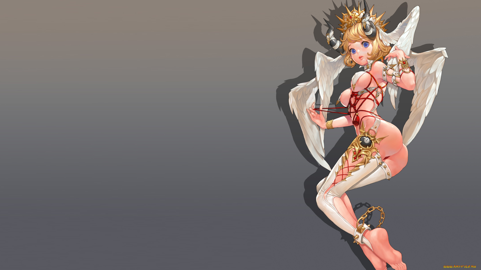 аниме, ангелы, , демоны, крылья, the, white, little, devil, mam, ba, арт, фэнтези