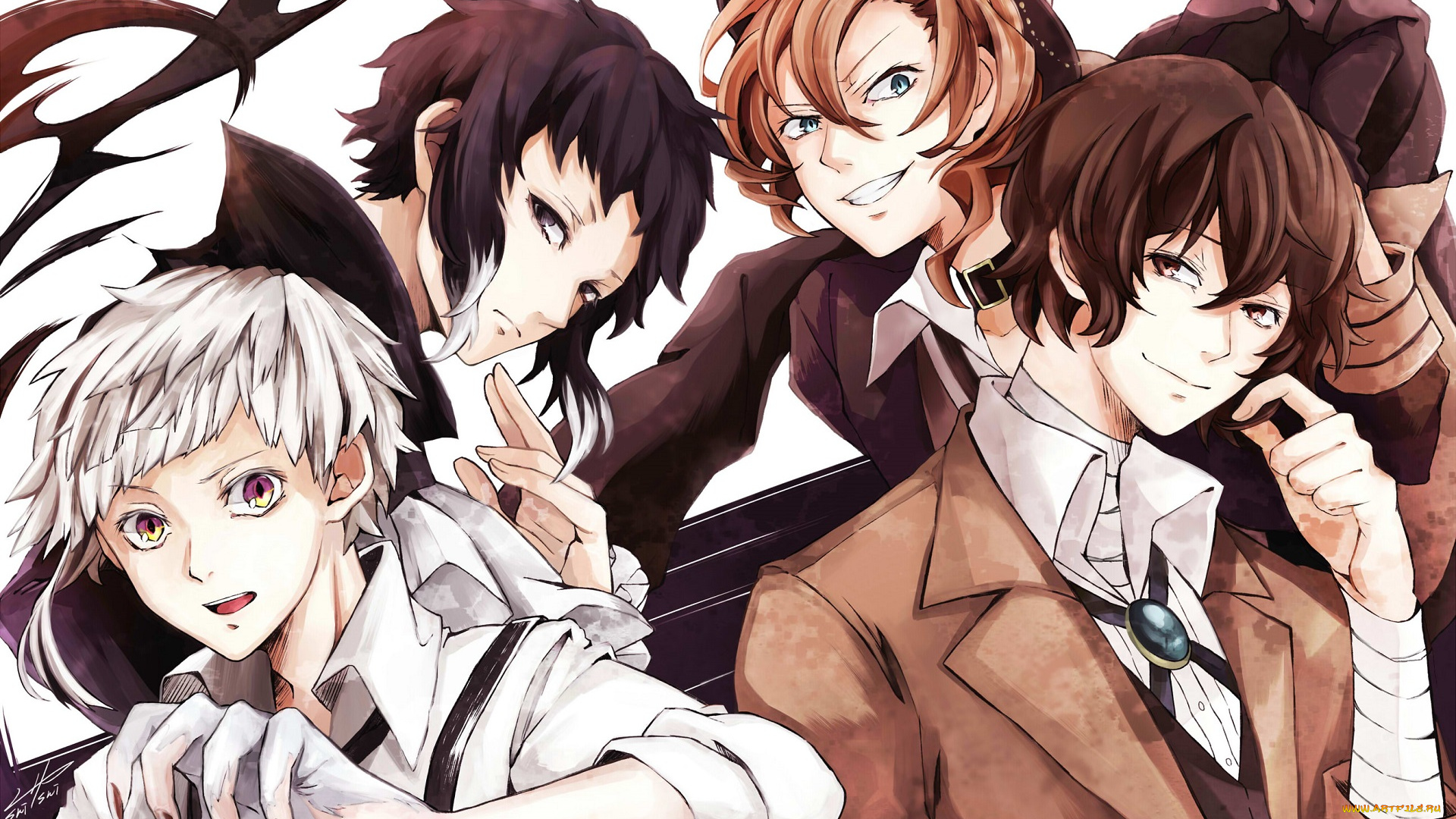 аниме, bungou, stray, dogs, бродячие, псы, литературные, гении