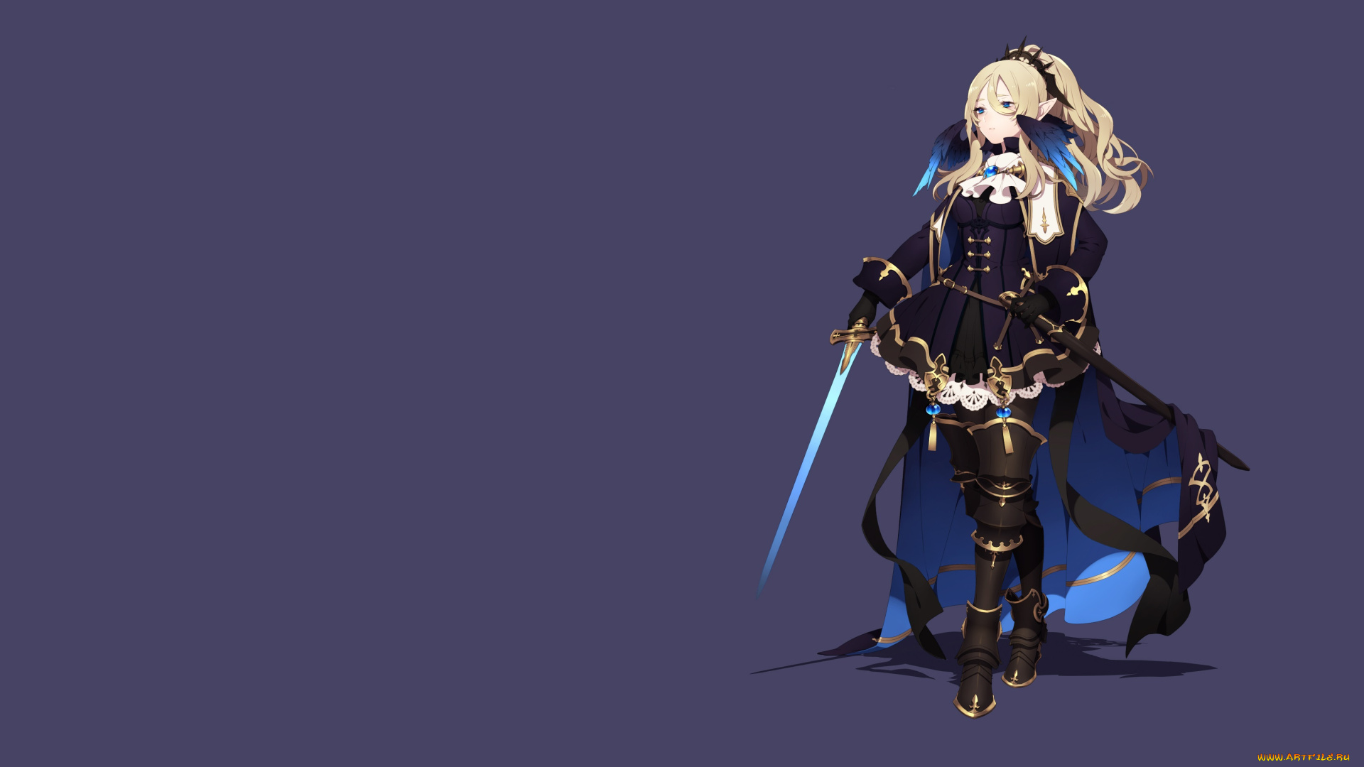 аниме, животные, , существа, девушка, взгляд, фон