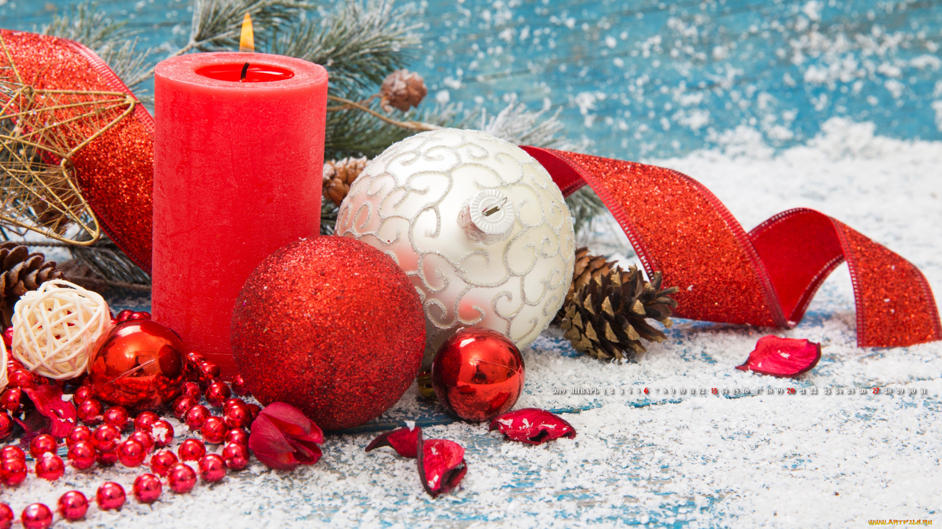 календари, праздники, , салюты, шишка, свеча, шар, игрушка