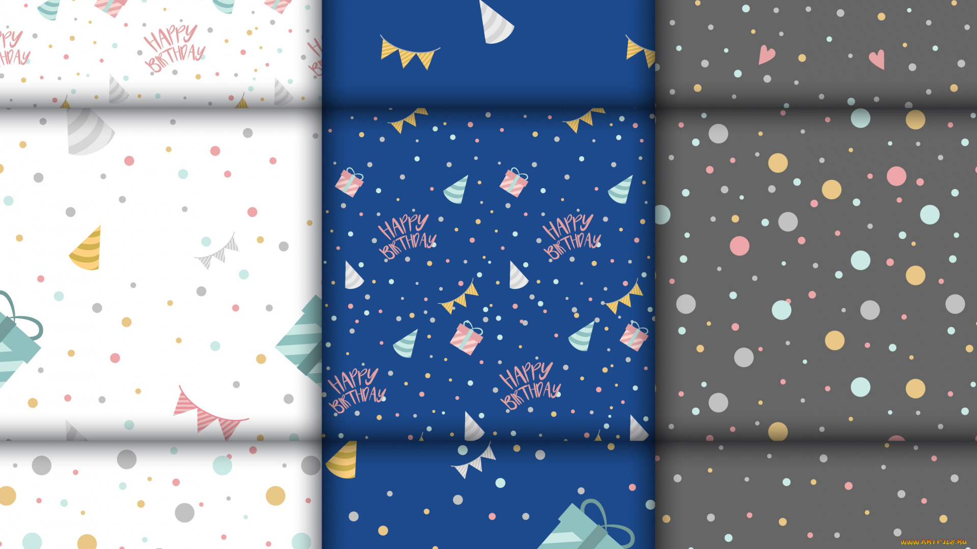 праздничные, день, рождения, подарки, фон, синий, белый