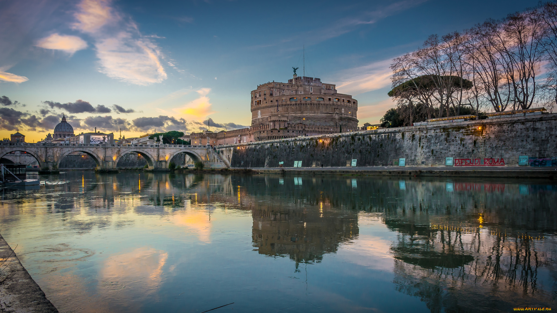 vatican, &, sant`angelo, города, рим, , ватикан, , италия, простор