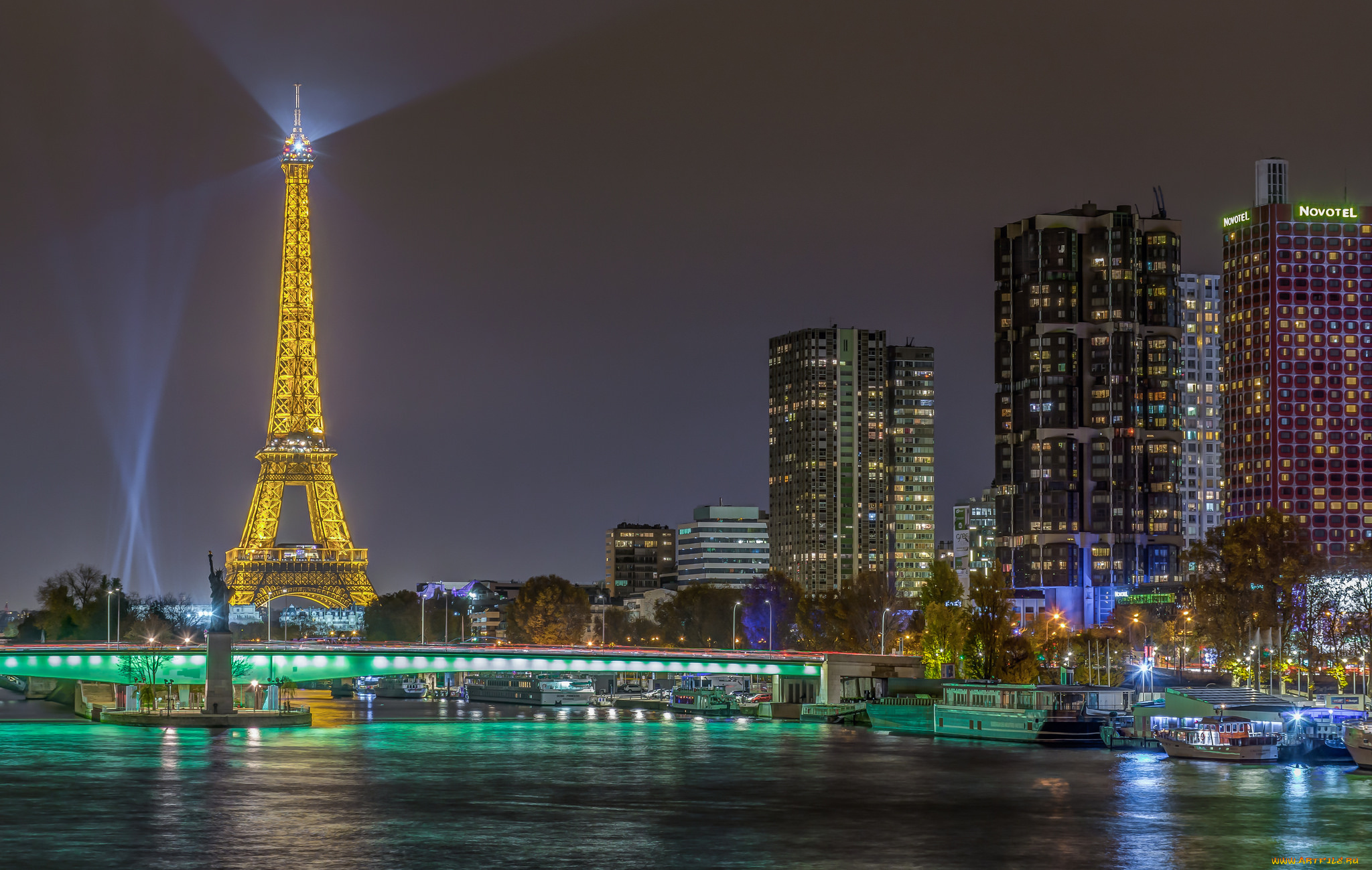 tour, eiffel, &, beaugrenelle, города, париж, , франция, простор
