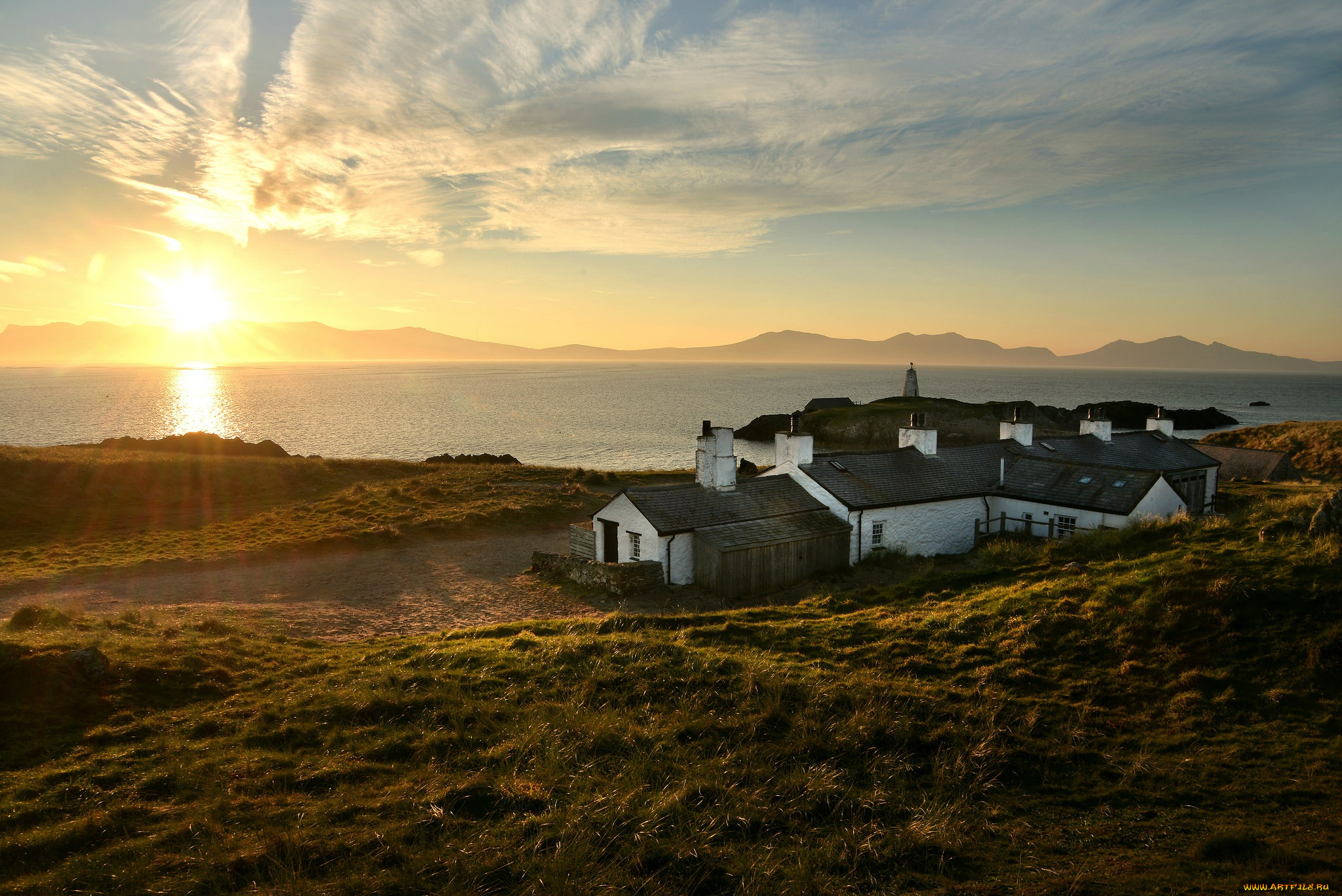 города, -, пейзажи, дом, закат