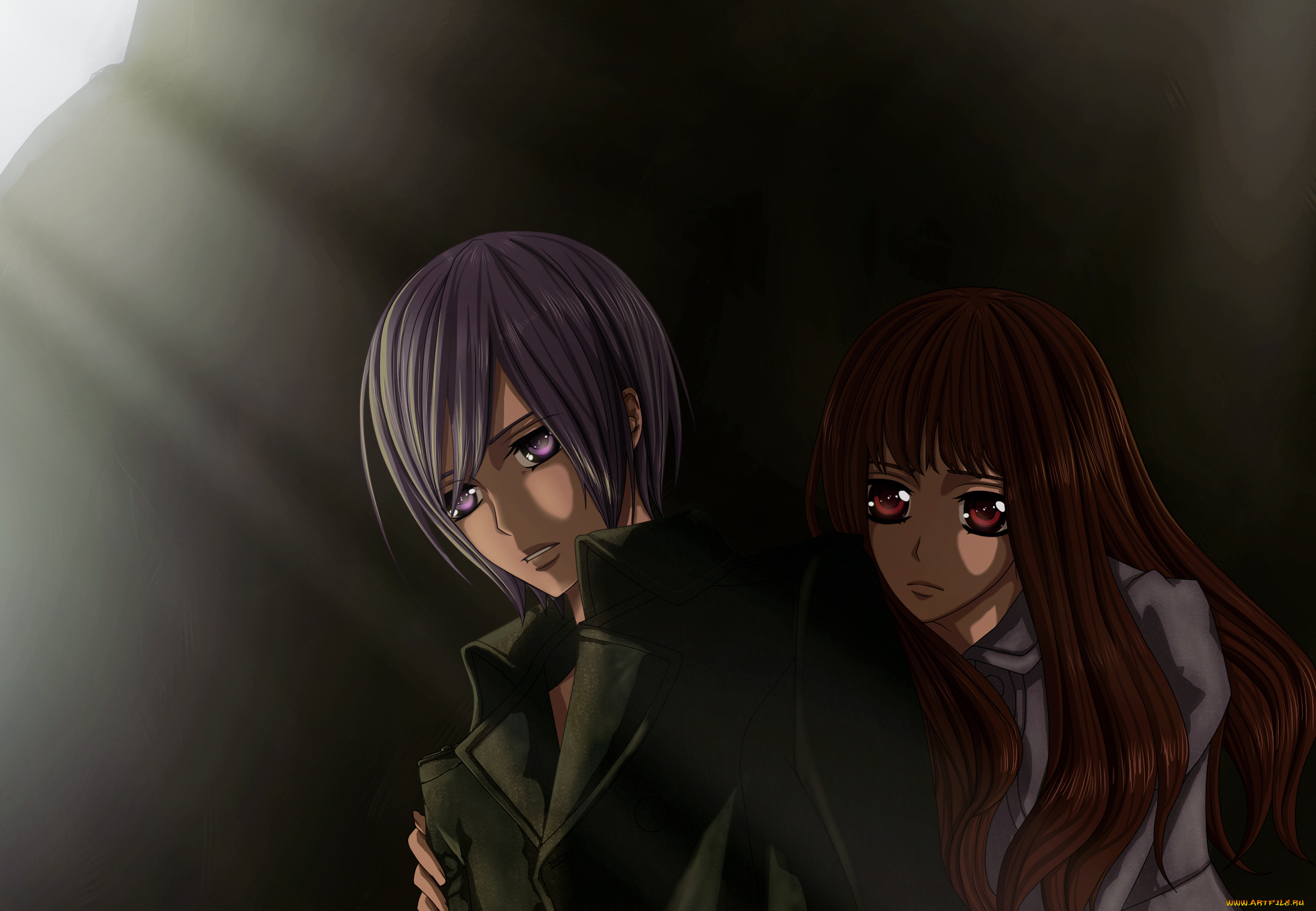 аниме, vampire, knight, двое