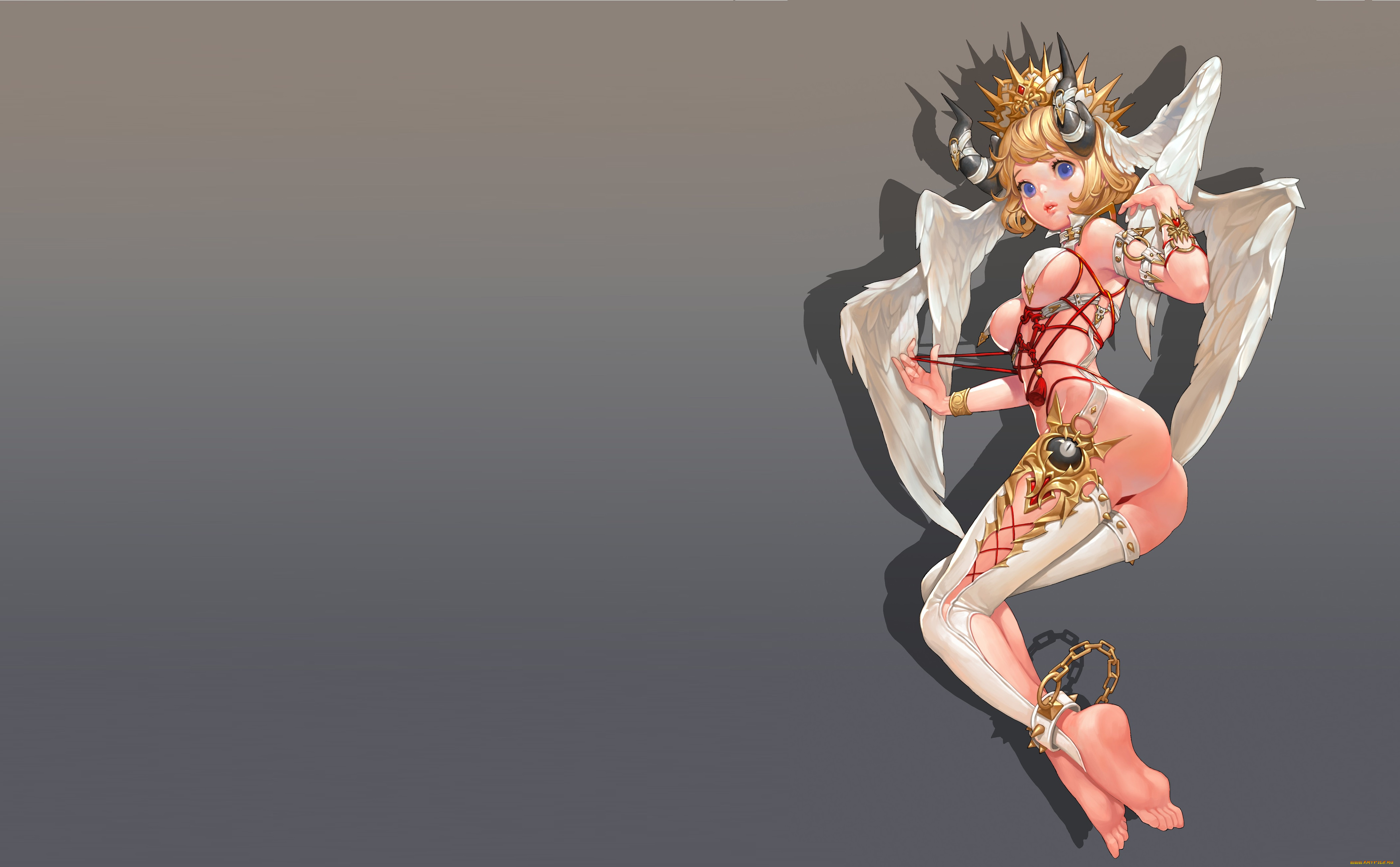 аниме, ангелы, , демоны, крылья, the, white, little, devil, mam, ba, арт, фэнтези