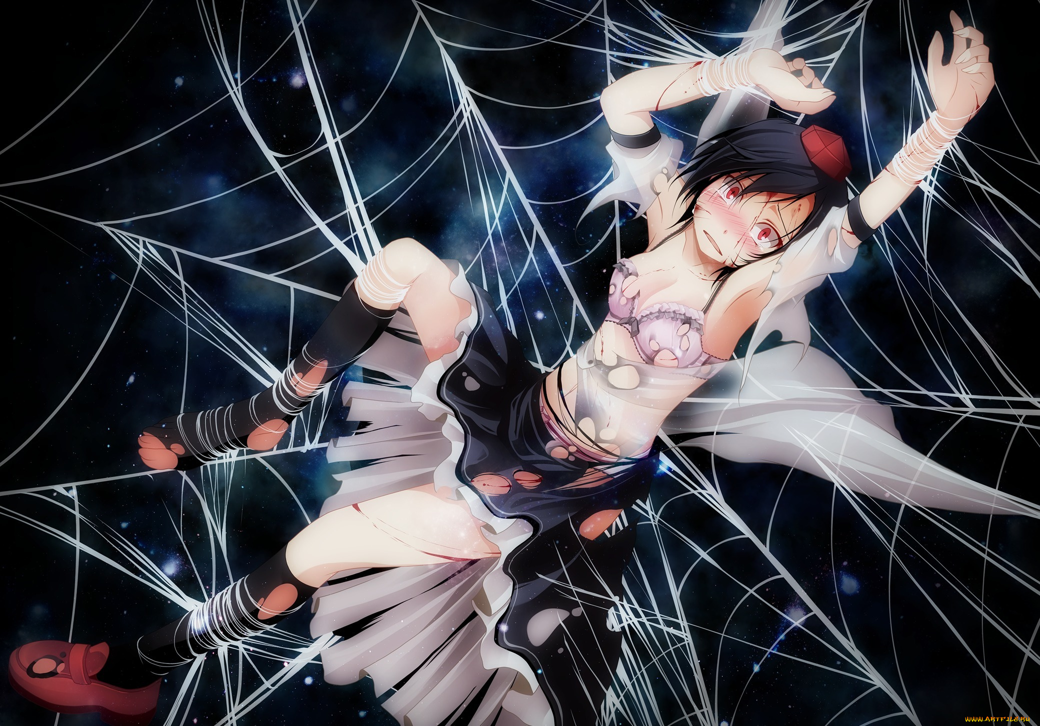 аниме, touhou, паутина, девушка