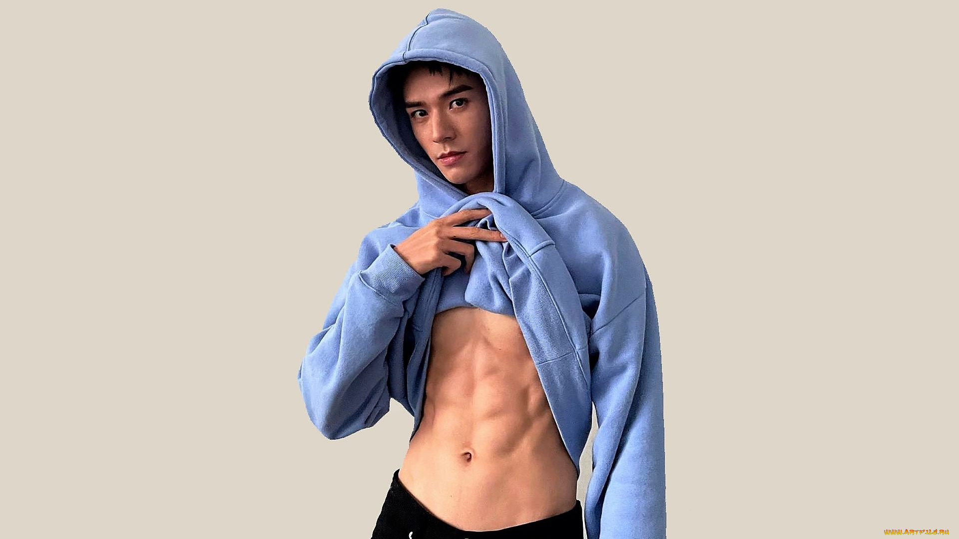 мужчины, gong, jun, |, simon, gong, актер, капюшон, толстовка, пресс