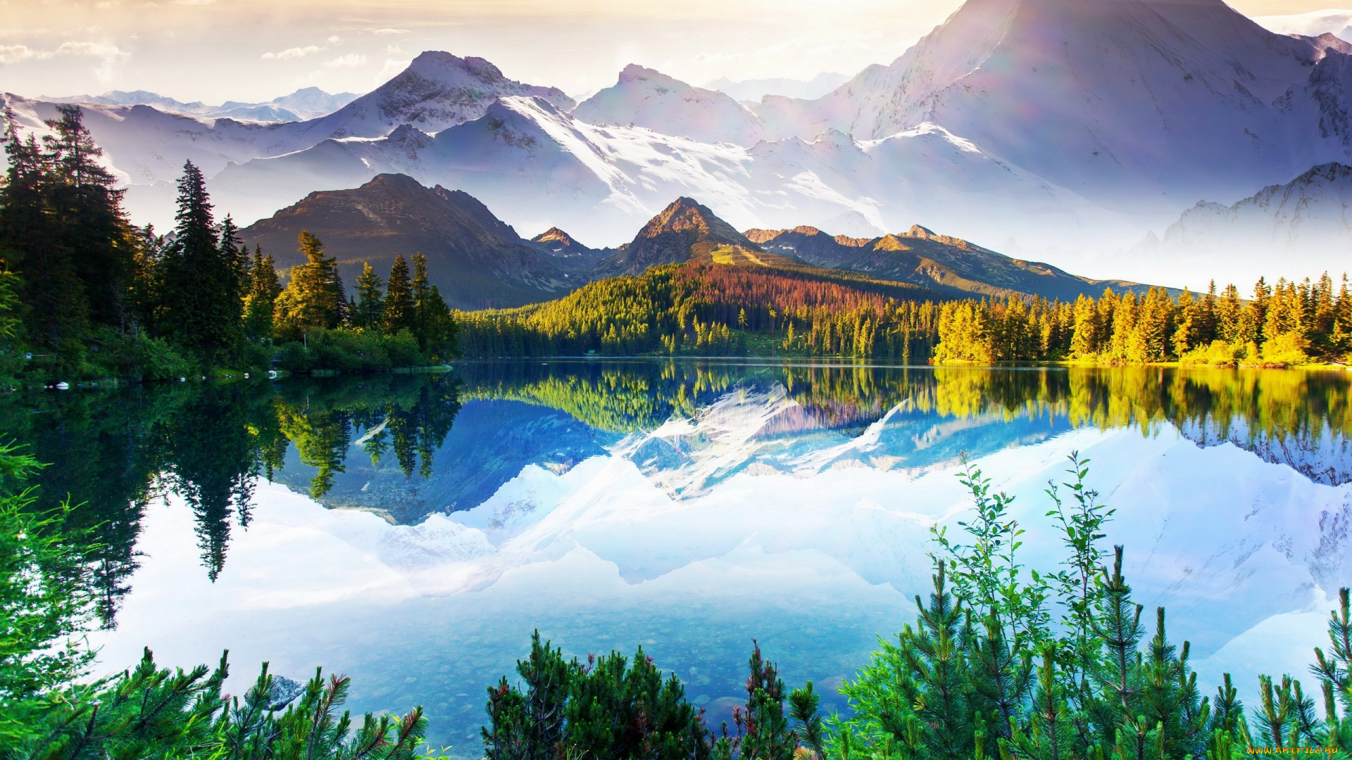 природа, реки, озера, горы, лес, озеро, осень