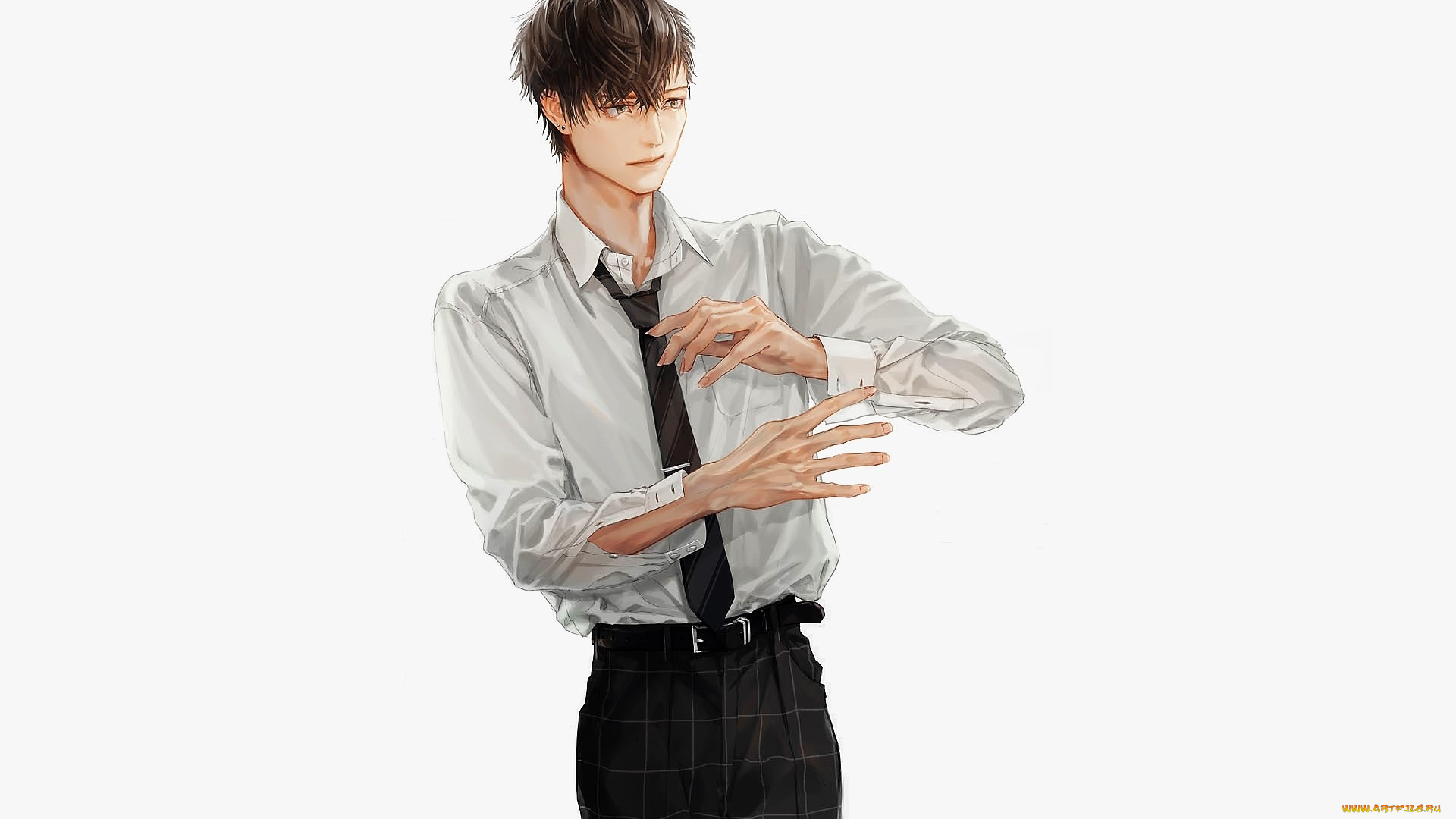 рисованное, люди, парень, рубашка, галстук