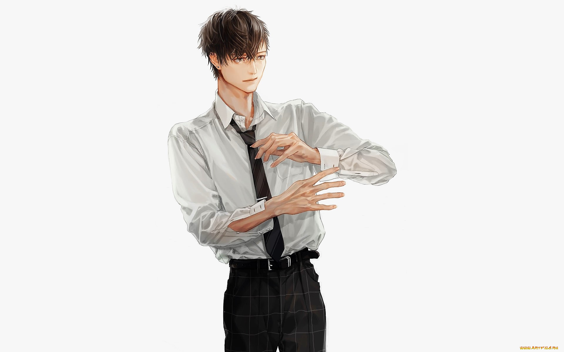 рисованное, люди, парень, рубашка, галстук