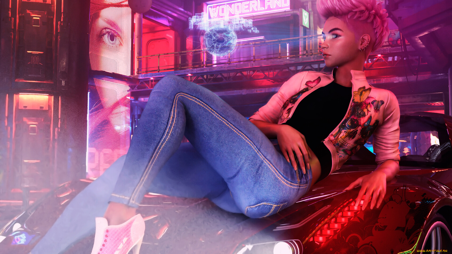 3д, графика, _science, fiction, девушка, проекция, из, глаз