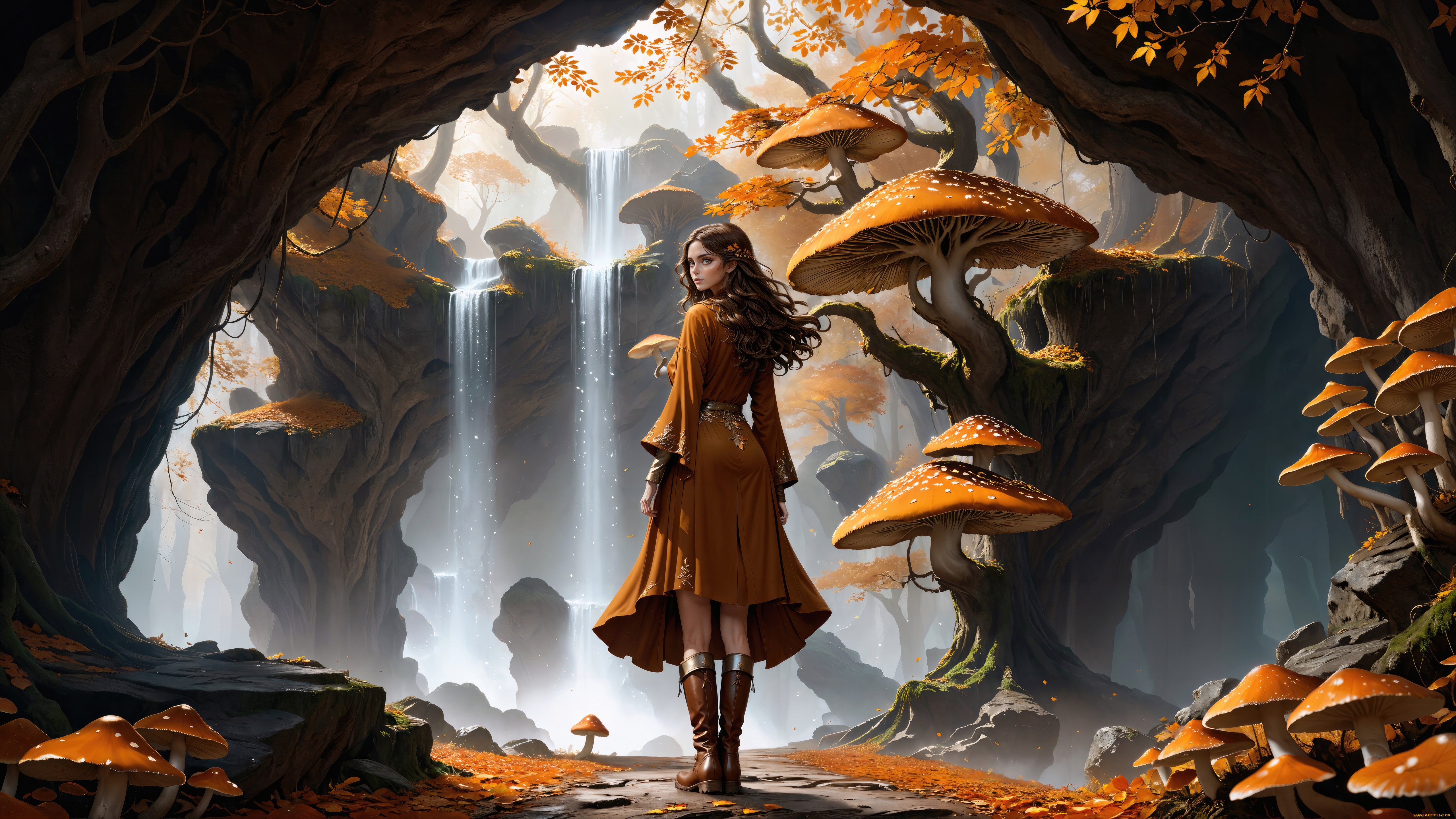 фэнтези, девушки, грибы, девушка, нейросеть
