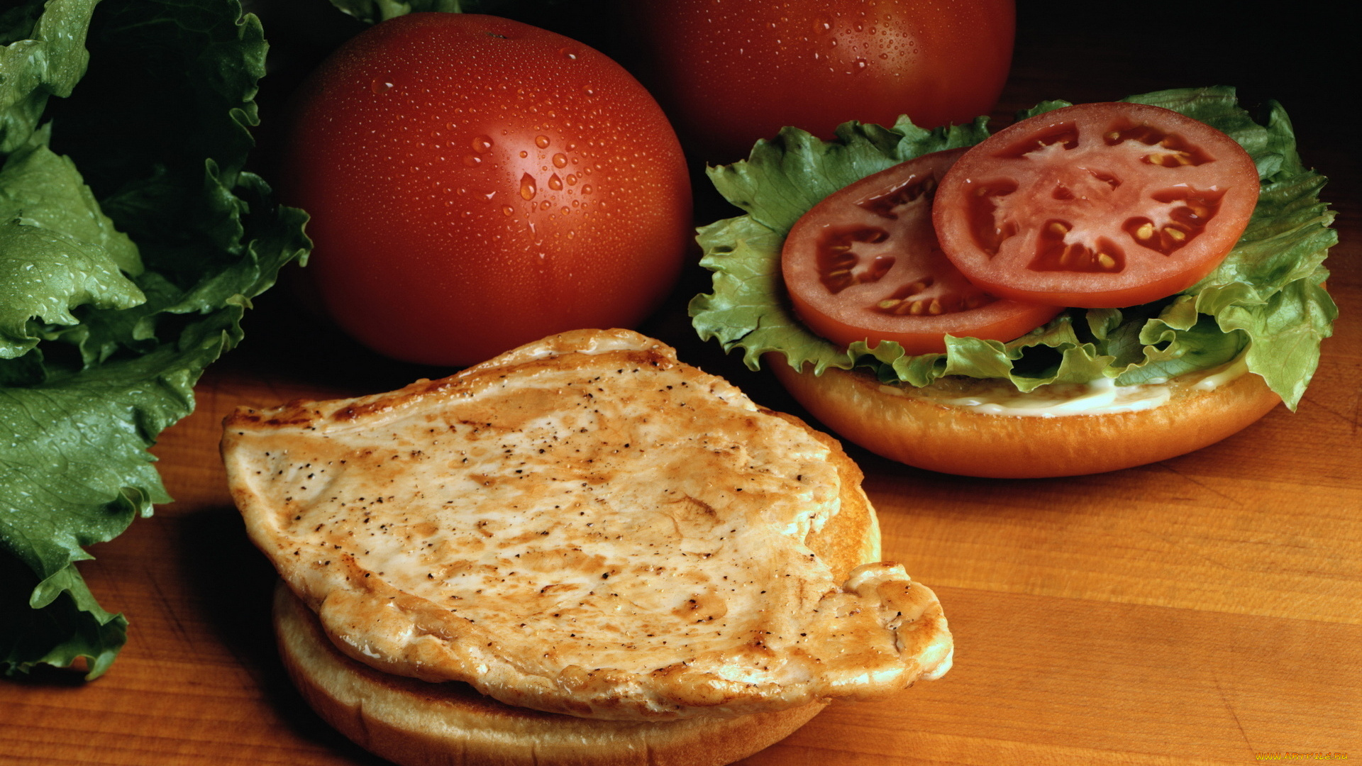 еда, бутерброды, , гамбургеры, , канапе, помидоры, салат, бутерброд, мясо