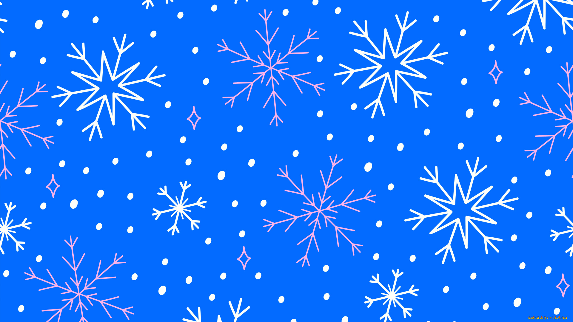 праздничные, снежинки, и, звёздочки, снежинки, снег, голубой, фон
