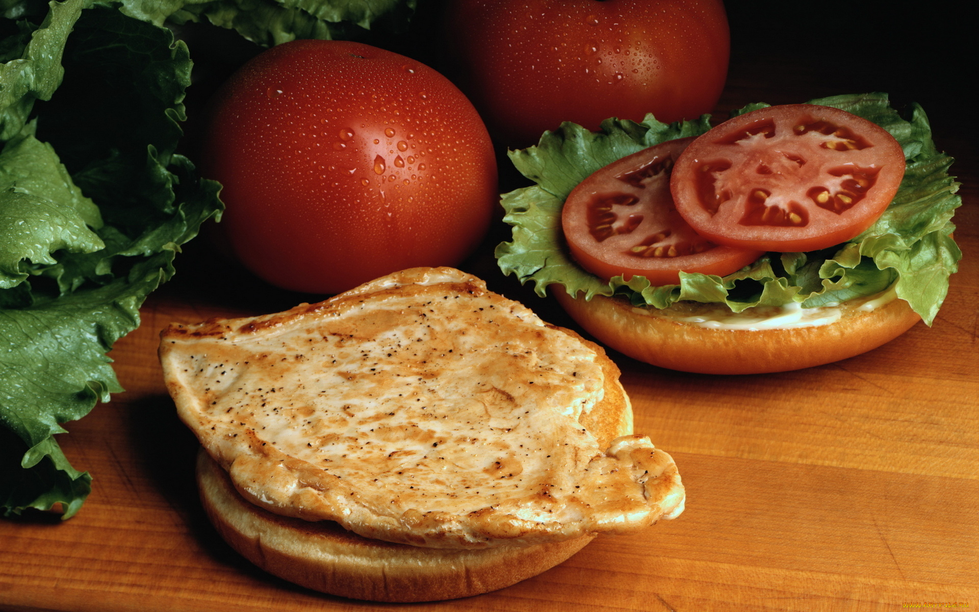 еда, бутерброды, , гамбургеры, , канапе, помидоры, салат, бутерброд, мясо