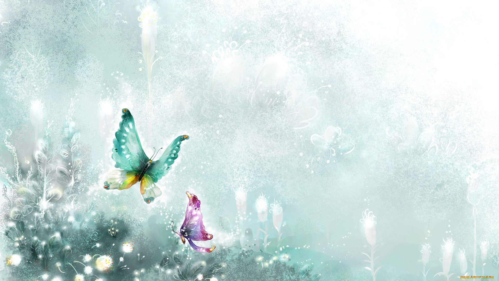 рисованные, животные, бабочки