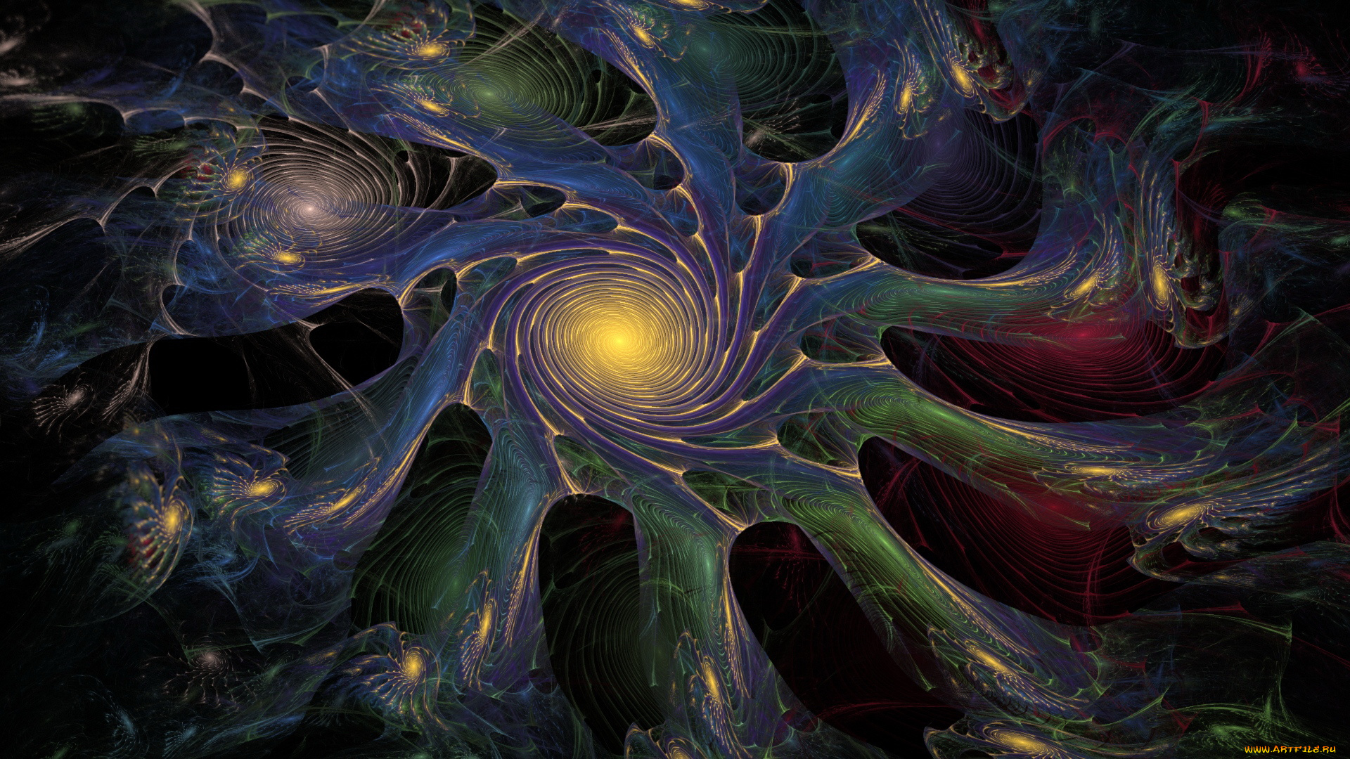 3д, графика, fractal, фракталы, фон, тёмный, узор, абстракция