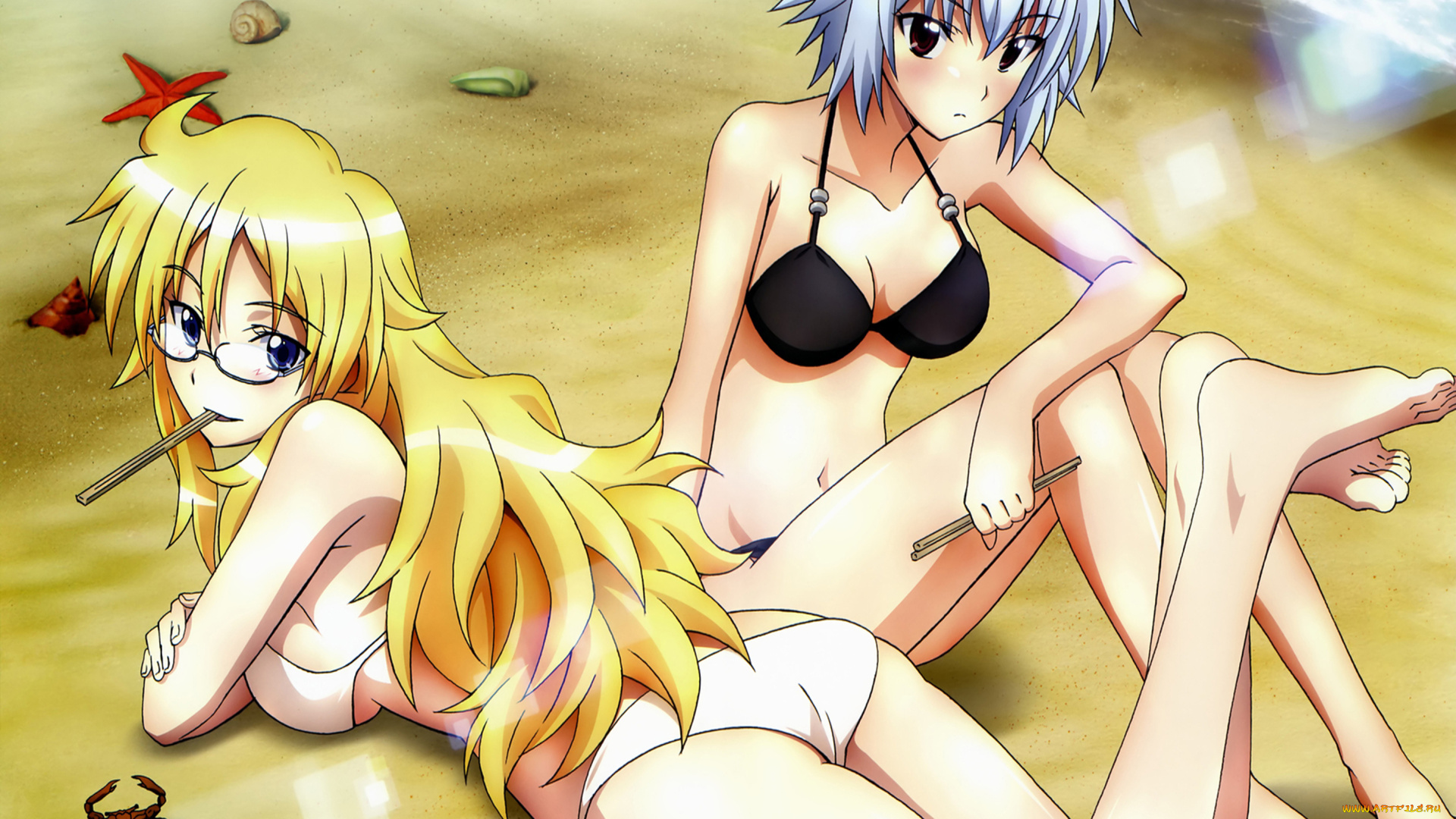 аниме, ben, to, девушки, купальник, пляж