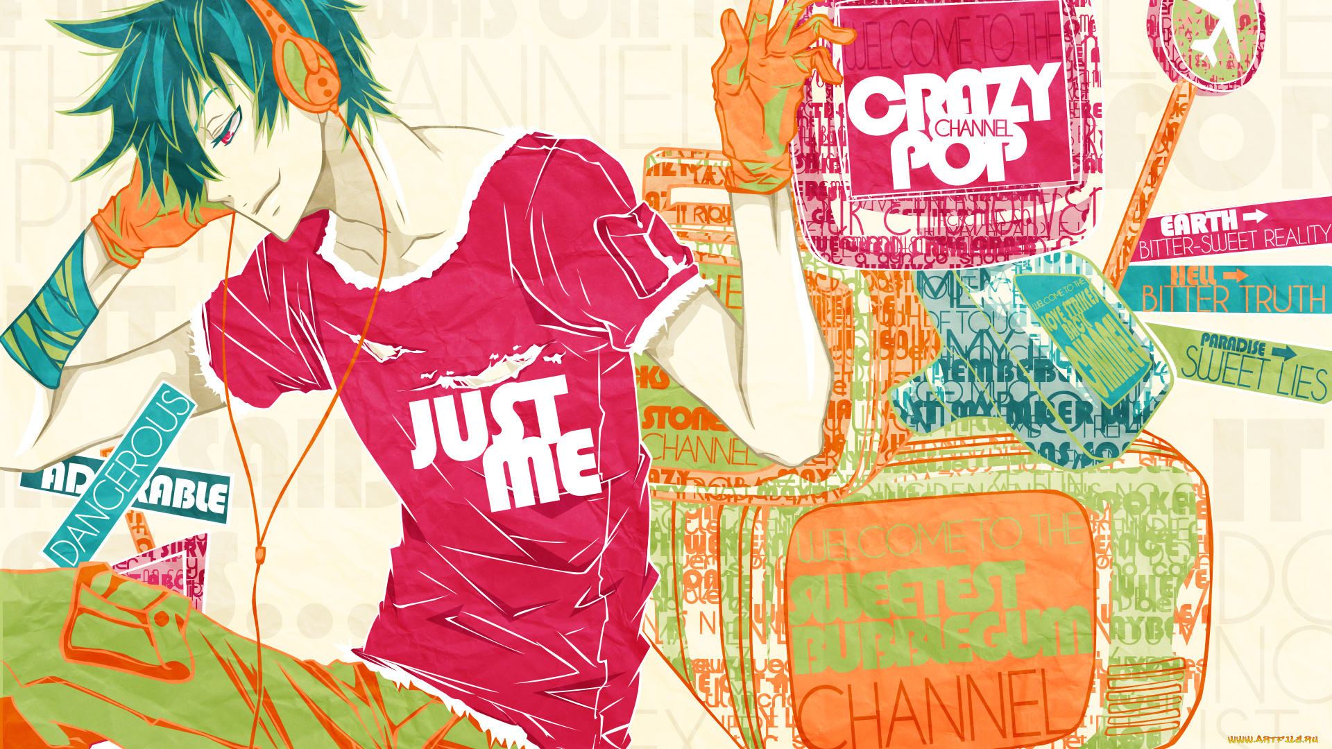 karneval, аниме, наушники, парень