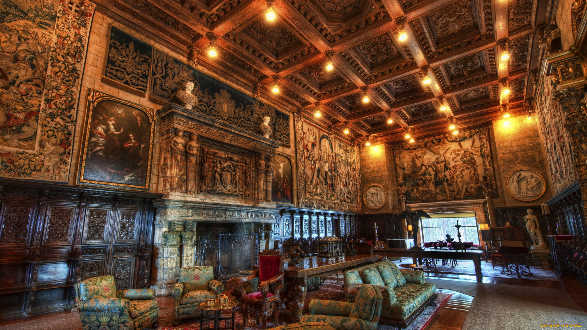 интерьер, дворцы, музеи, комната, дворец, калифорния