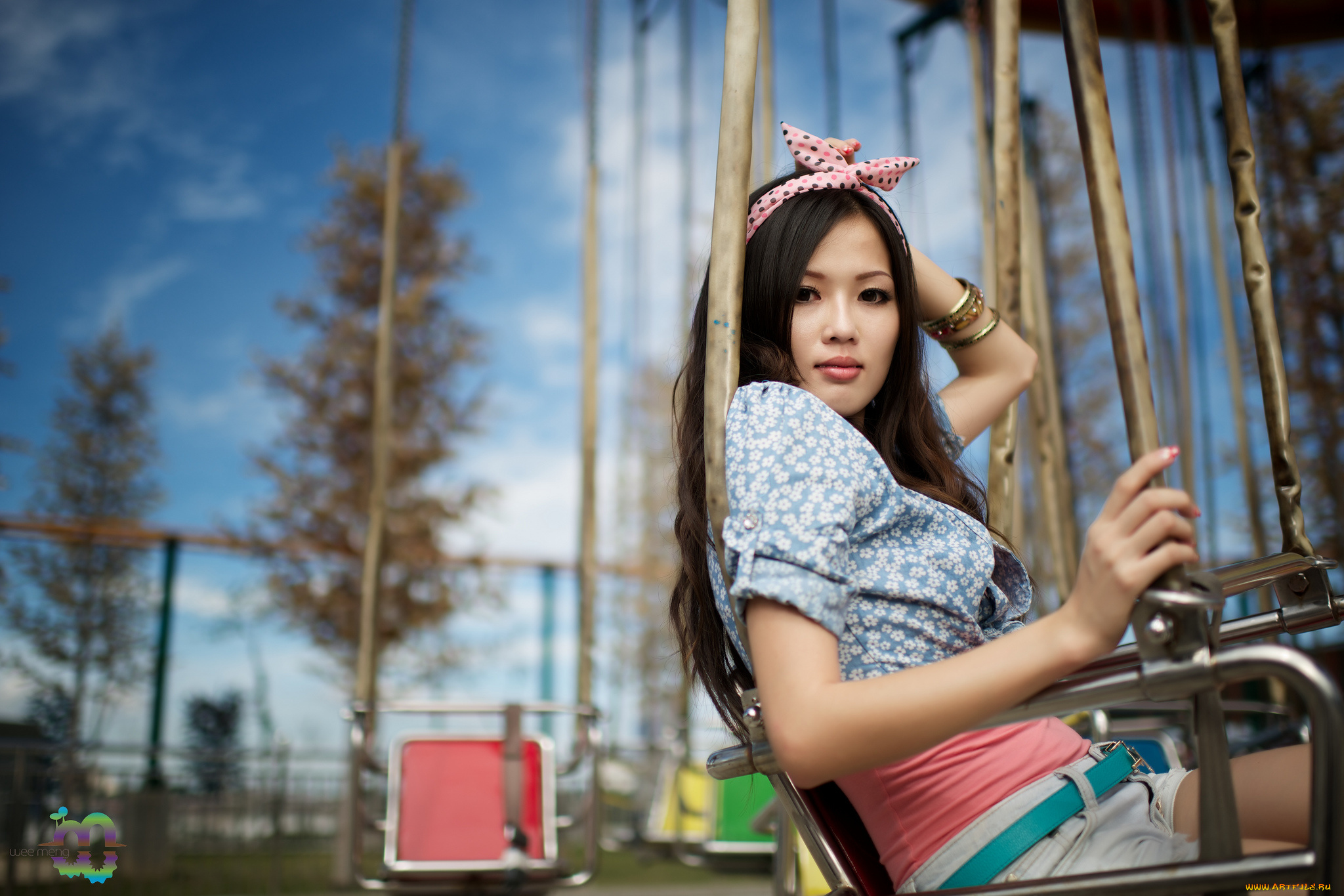 Jy, Grace, девушки, азиатка, качели, карусель