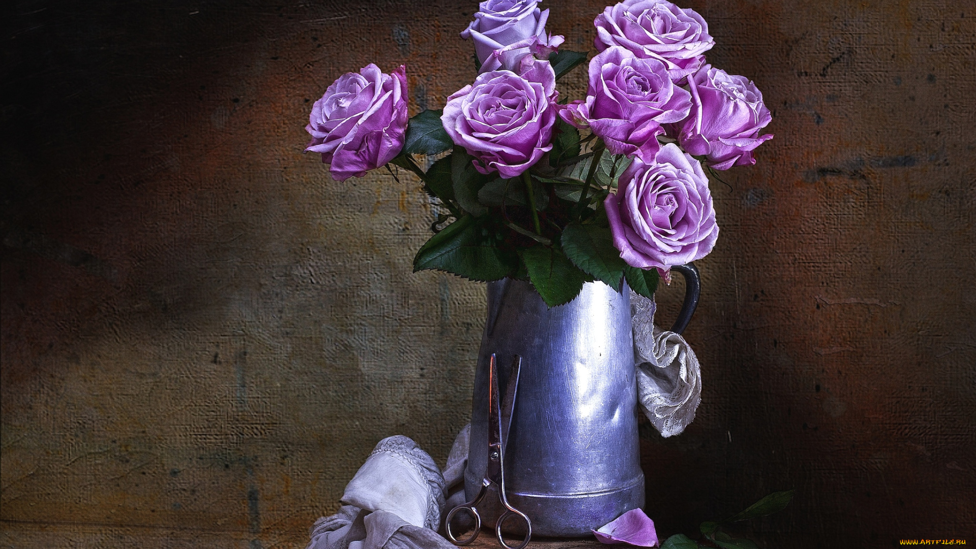 цветы, розы, букет, ножницы