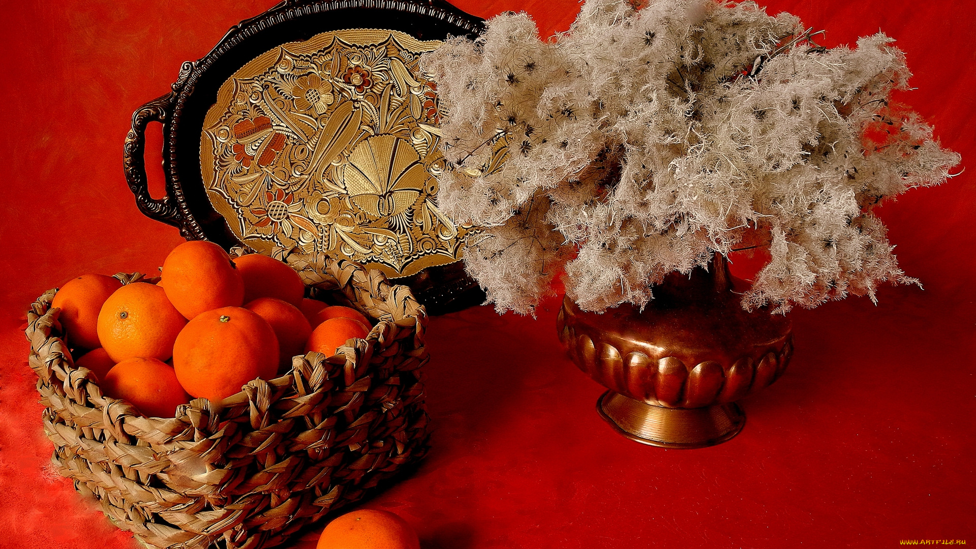 еда, цитрусы, мандарины, натюрморт, поднос