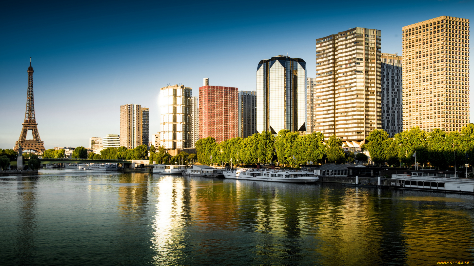 города, париж, , франция, здания, корабли, озеро, город, lake, city, eiffel, tower, france, paris, ships, buildings, эйфелева, башня