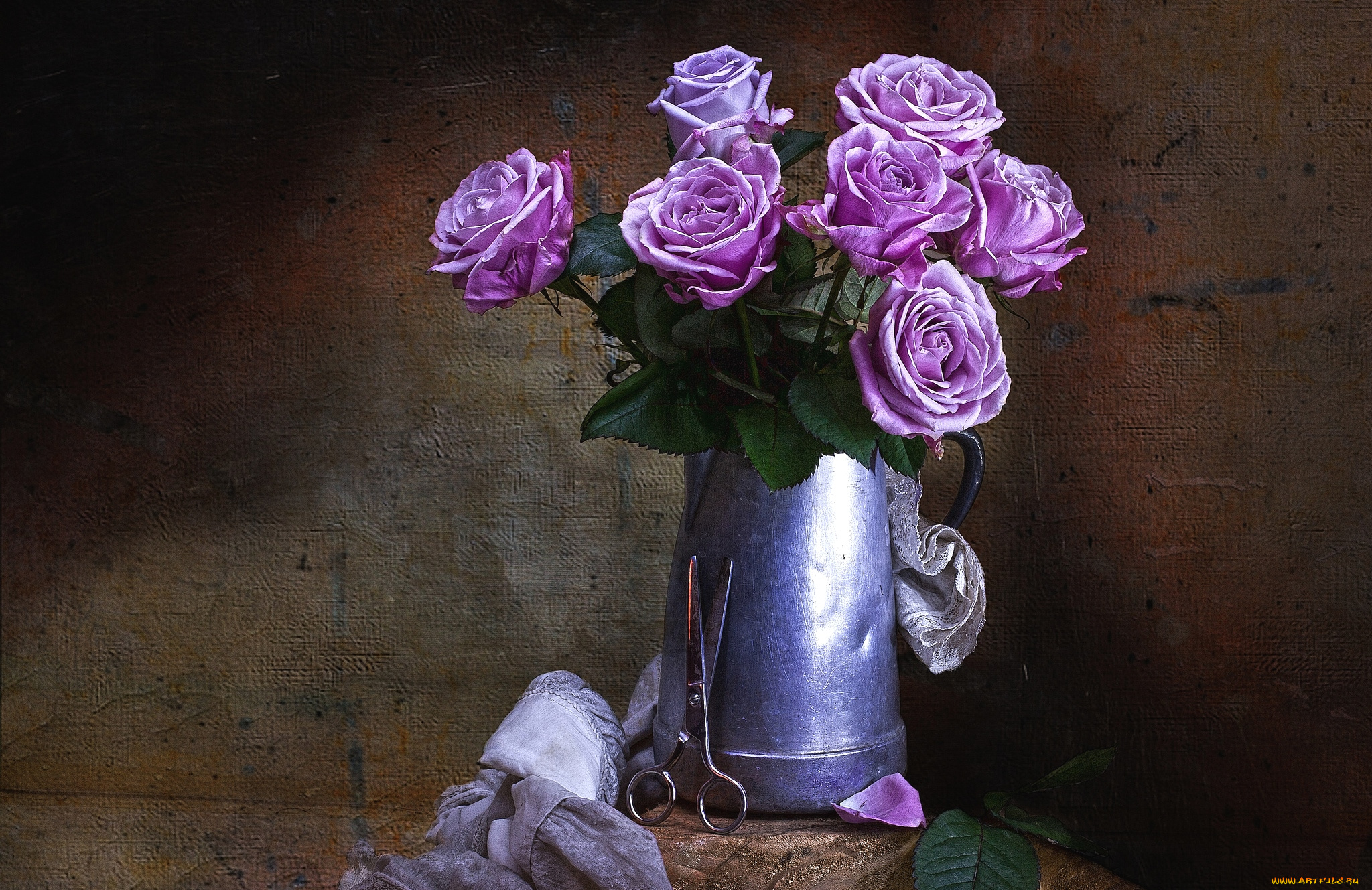 цветы, розы, букет, ножницы