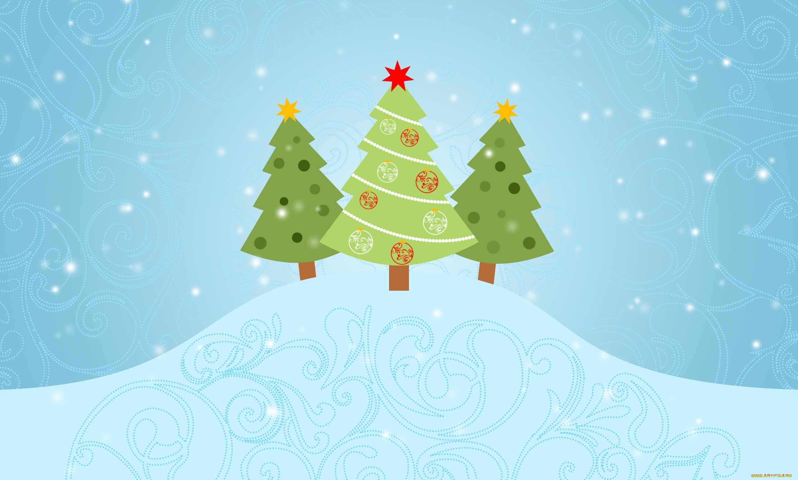 праздничные, векторная, графика, , новый, год, ели, снег, сугроб