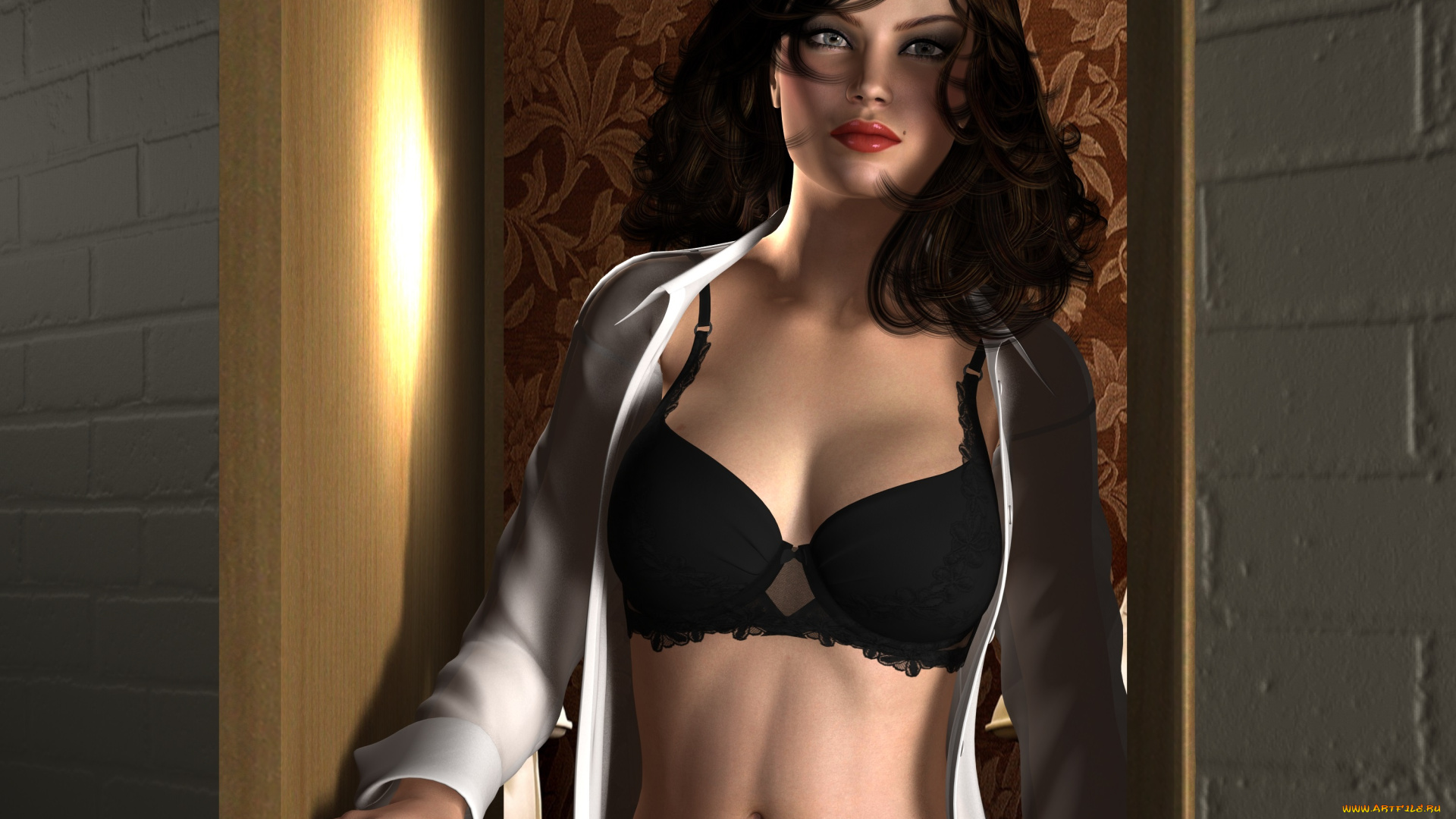 3д, графика, люди, , people, девушка, взгляд, фон