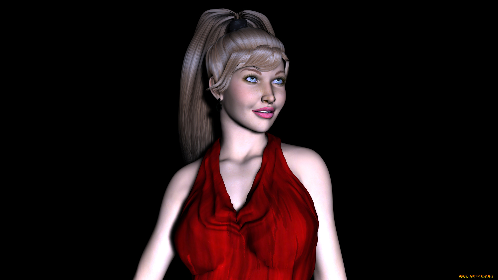 3д, графика, люди, , people, девушка, взгляд, фон, улыбка, кофта