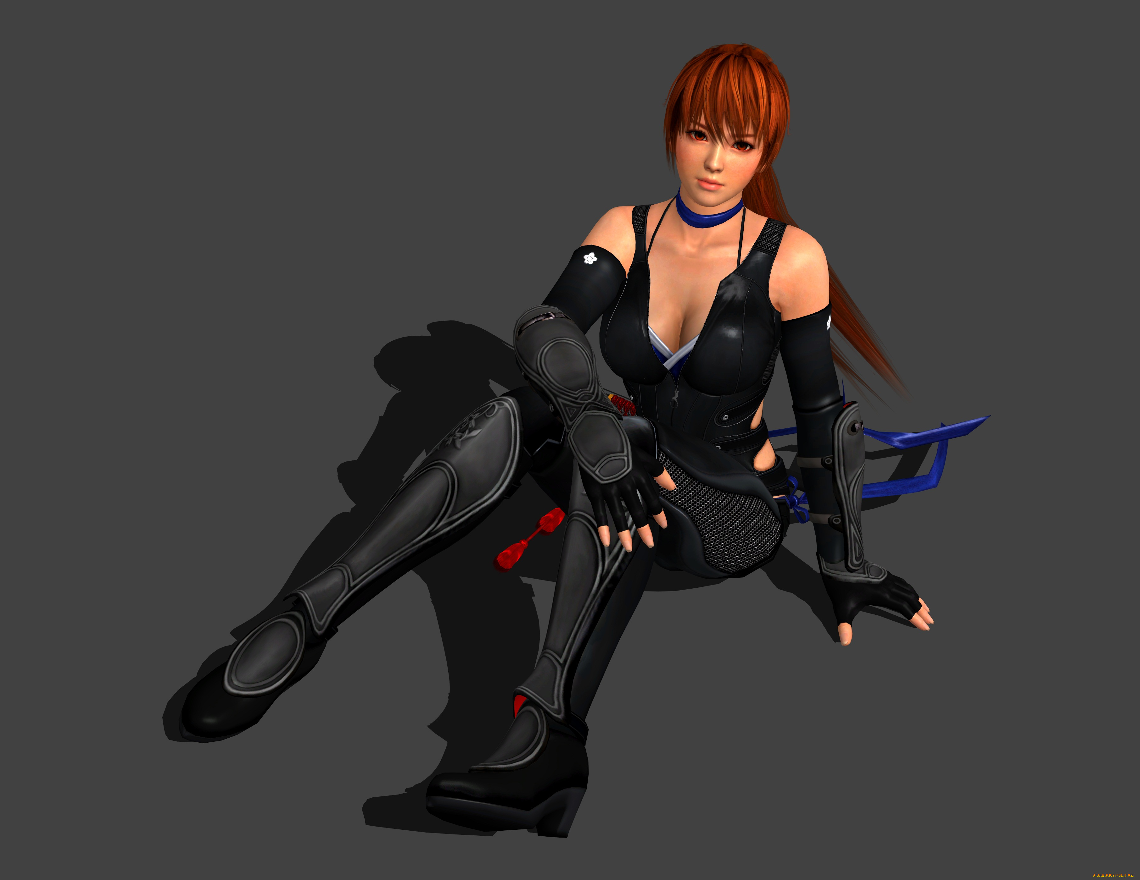 3д, графика, аниме, , anime, рыжая, фон, девушка, взгляд