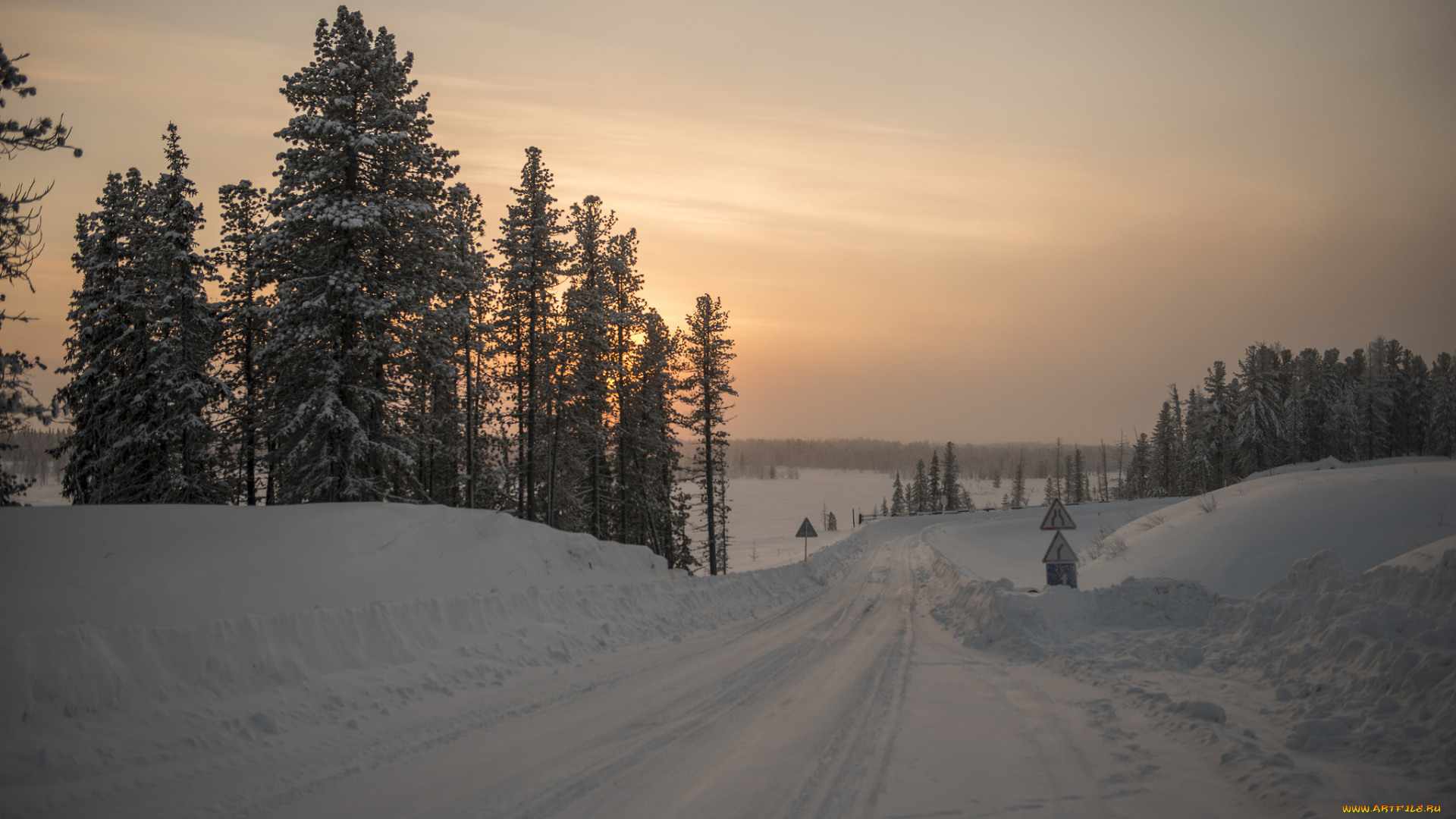 природа, зима, снег, деревья