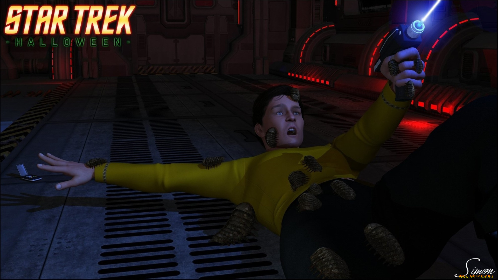 видео, игры, star, trek, online, взгляд, мужчина, оружие, фон