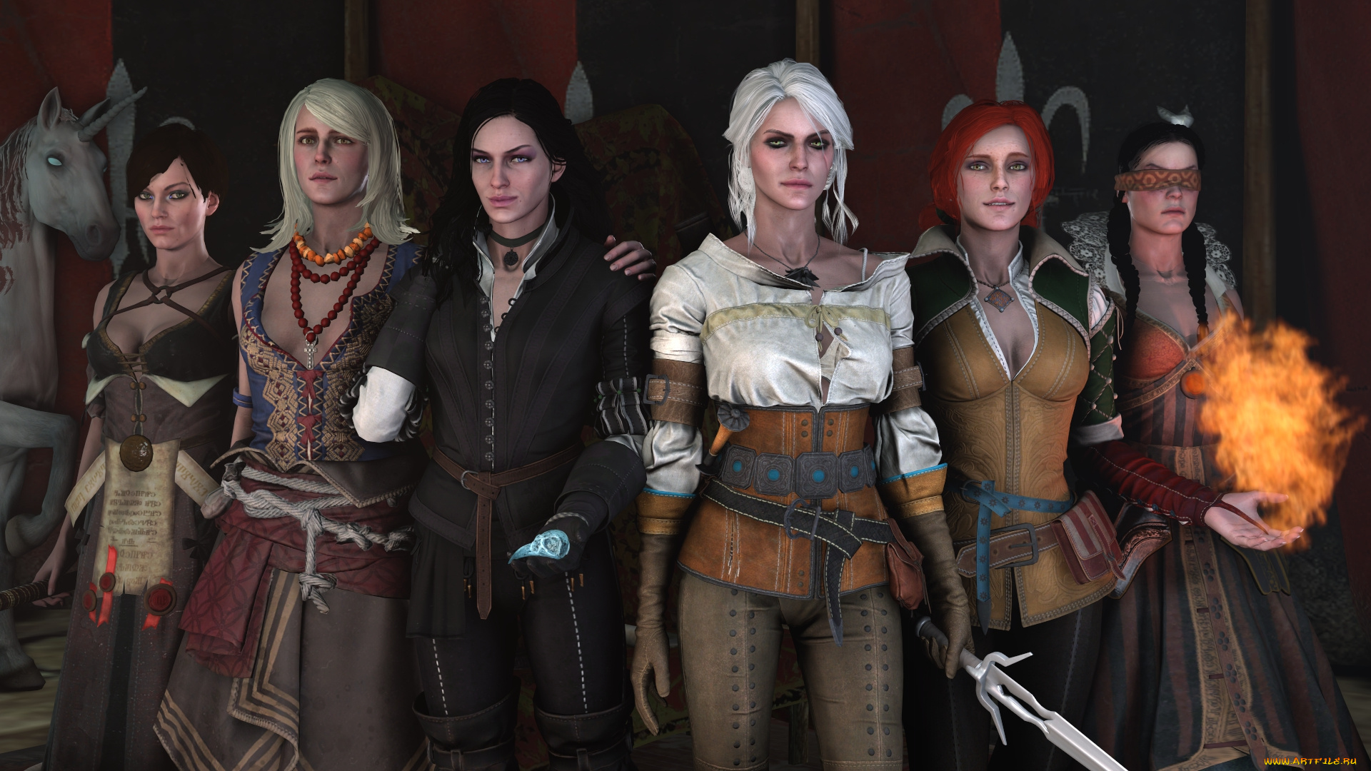 видео, игры, the, witcher, 3, , wild, hunt, фон, взгляд, девушки